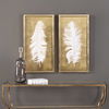 White Feathers Gold Shadow Box Set/2, Sculptural Wall Art by Uttermost, 17.12" width x 33.12" height x 1.5" depth thumbnail 2