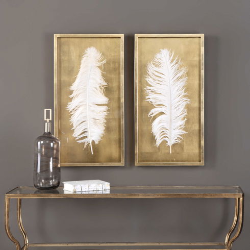 White Feathers Gold Shadow Box Set/2