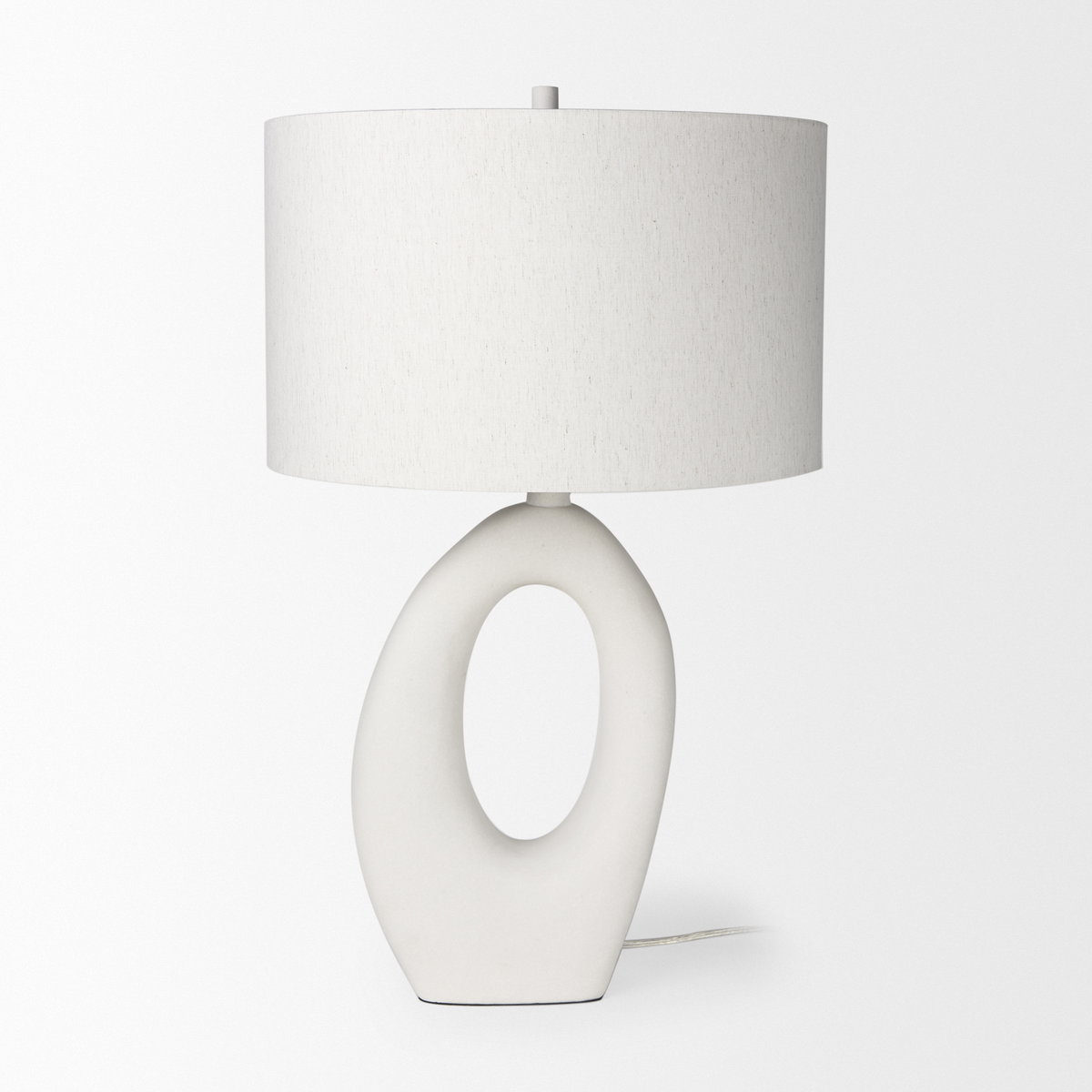 Tao 20.0L x 20.0W x 33.0H Cream Base with White Shade Table Lamp, by Mercana, 18" length x 18" width x 31.3" height View 3