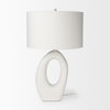 Tao 20.0L x 20.0W x 33.0H Cream Base with White Shade Table Lamp, by Mercana, 18" length x 18" width x 31.3" height thumbnail 3