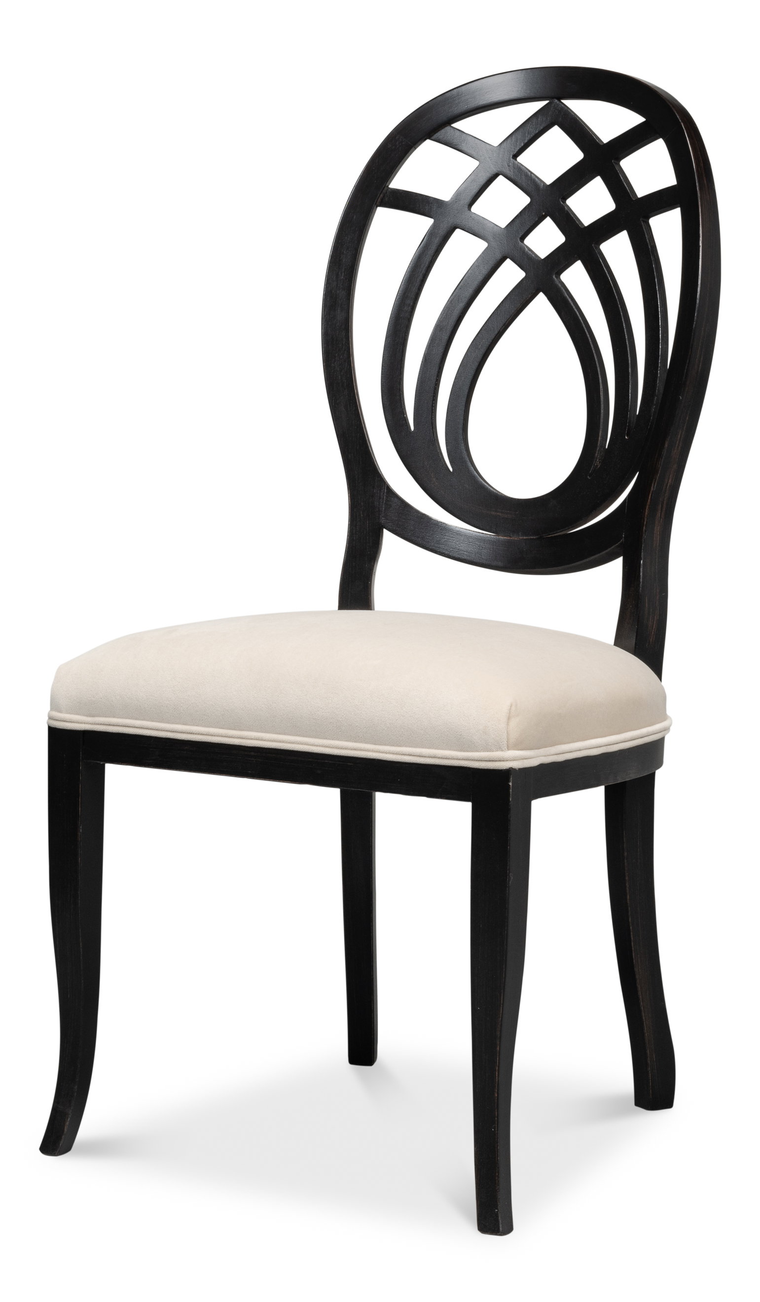 Goccia Side Chair, Nero, Banks Organza, Dining Chair by Sarreid, 21" length x 19" width x 41" height View 1