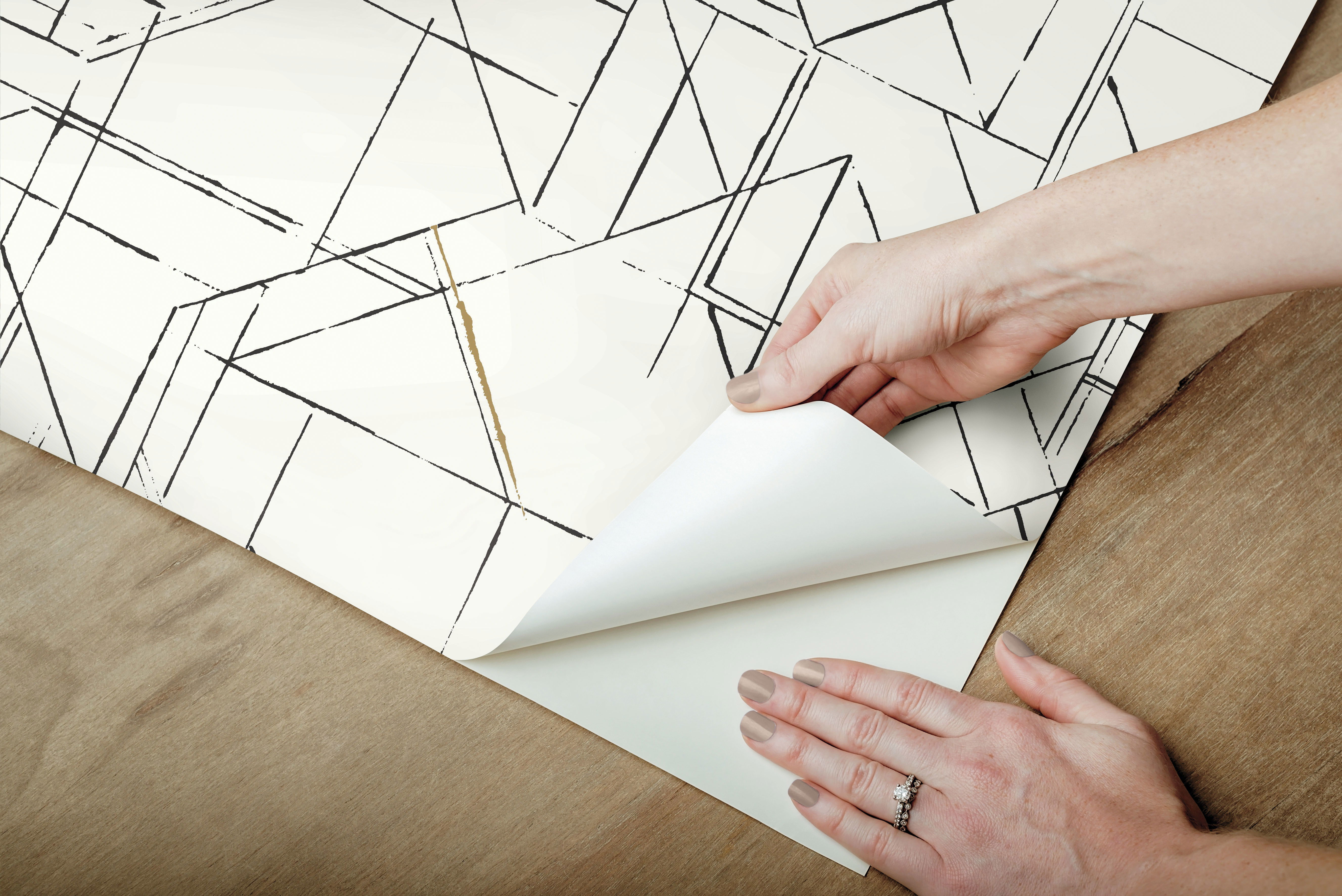 Prism Schematics Black & Gold Peel & Stick Wallpaper large image 
