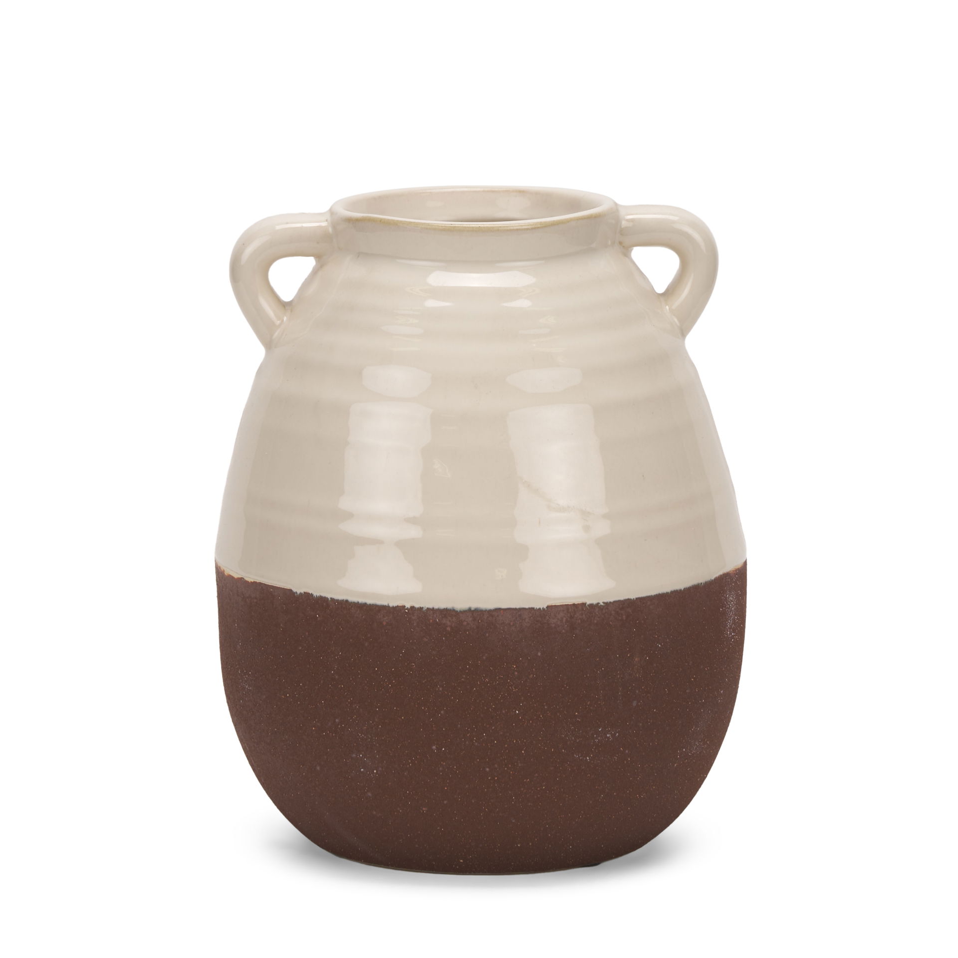 Tryna Small Beige with Matte Brown Ceramic Vase large image 
