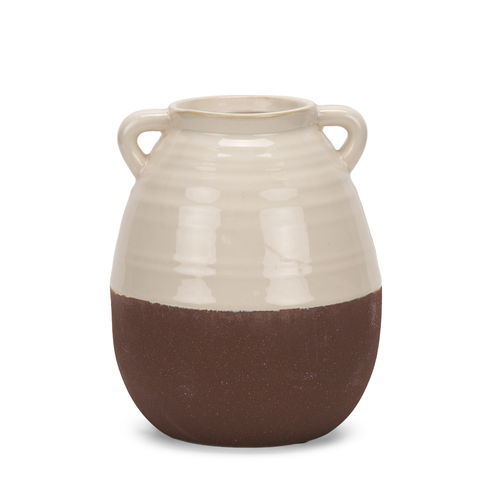 Tryna Small Beige with Matte Brown Ceramic Vase