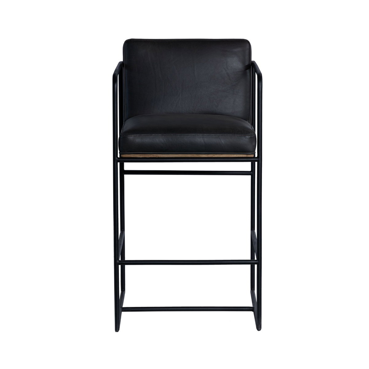 Stamford Backless 36in Seat Counter Stool | Black Leather with Metal, Counter & Bar Stool by Mercana, 18.7" length x 22.6" width x 36" height View 4
