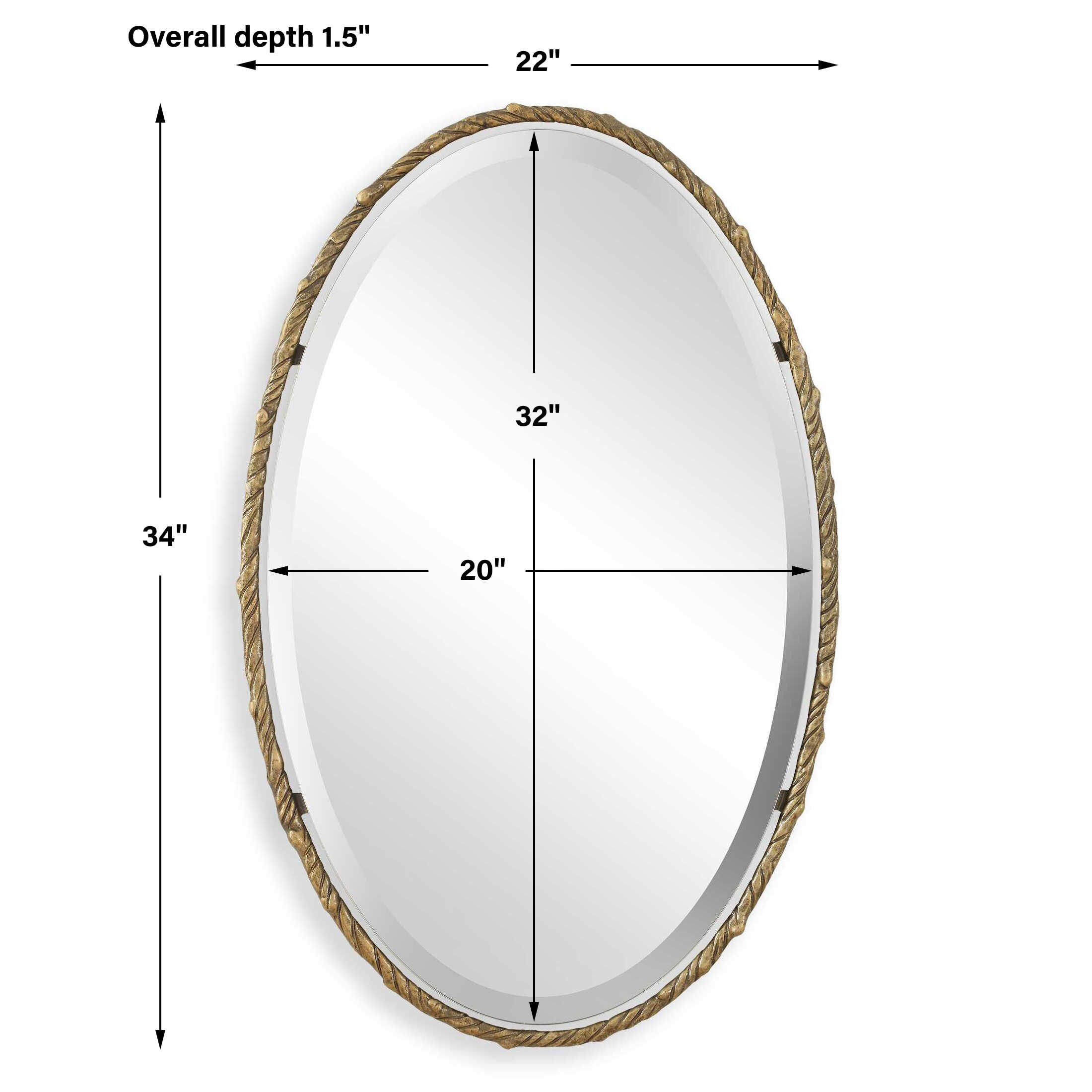 Twisted Branch Oval Mirror, by Uttermost, 22" width x 34" height x 1.25" depth View 3