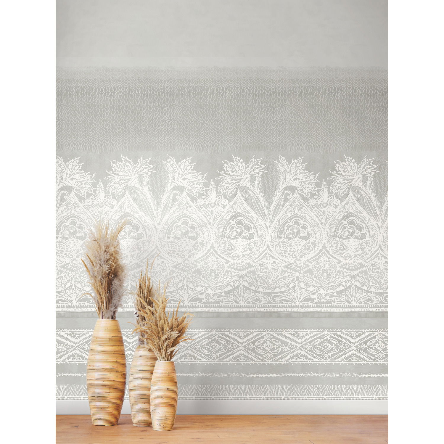 Henna Grey Wall Mural large image 