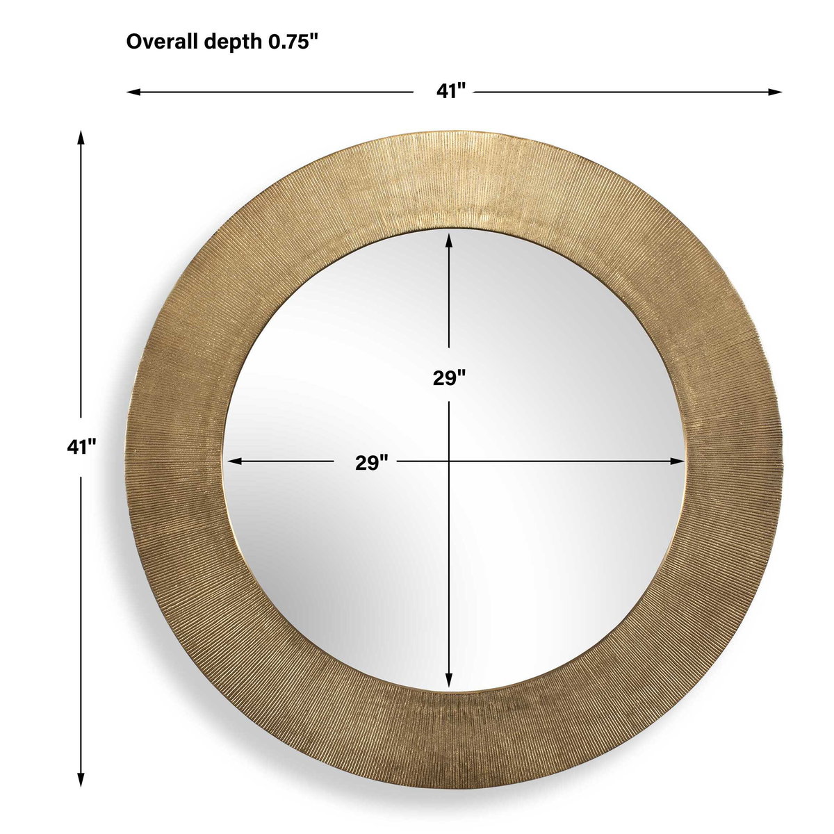 Tano Antique Brass Round Mirror, by Uttermost, 41" width x 41" height x 0.75" depth View 3