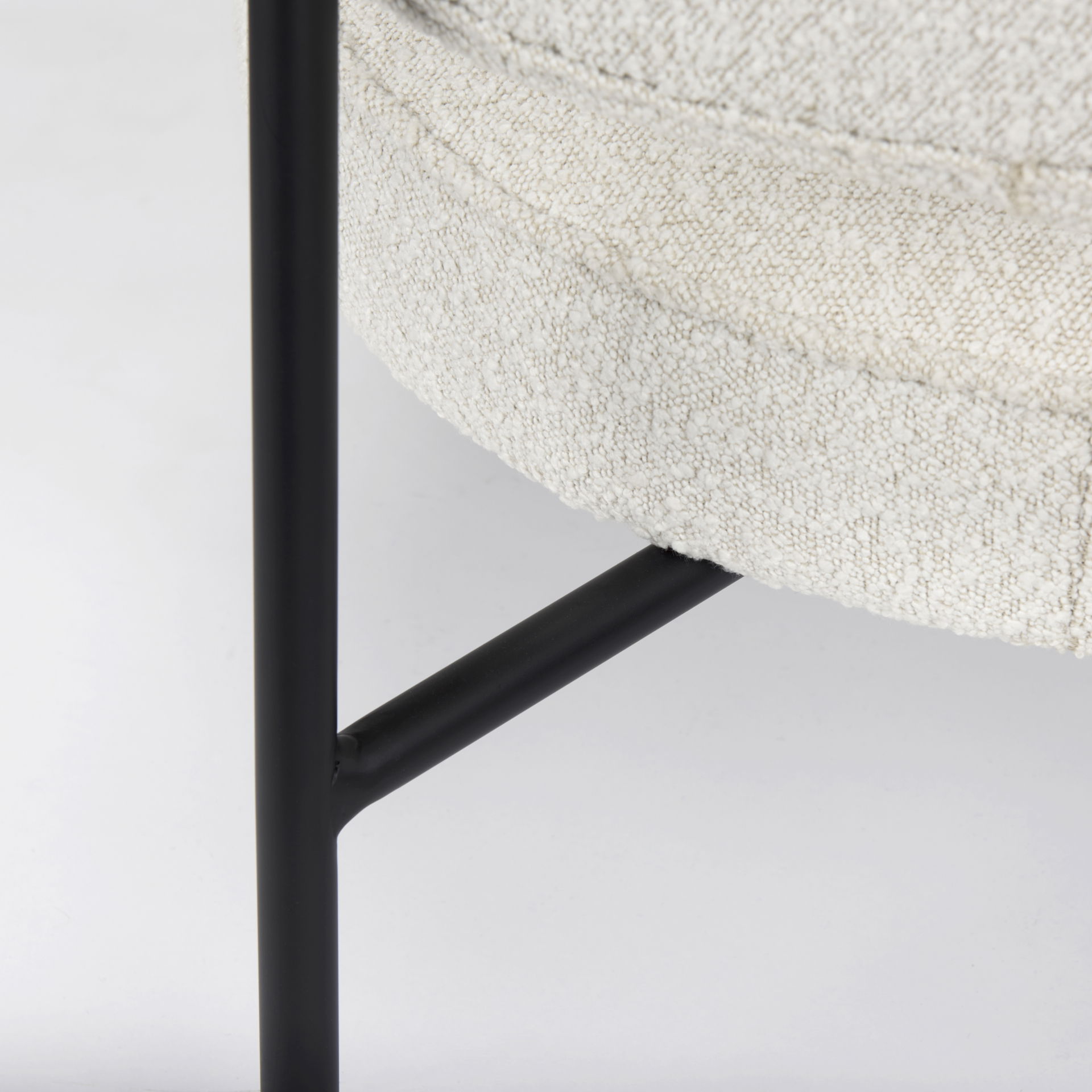 Amelia Cream Boucle with Black Metal Upholstered Accent Chair, by Mercana, 21.26" length x 21.26" width x 30.31" height View 12