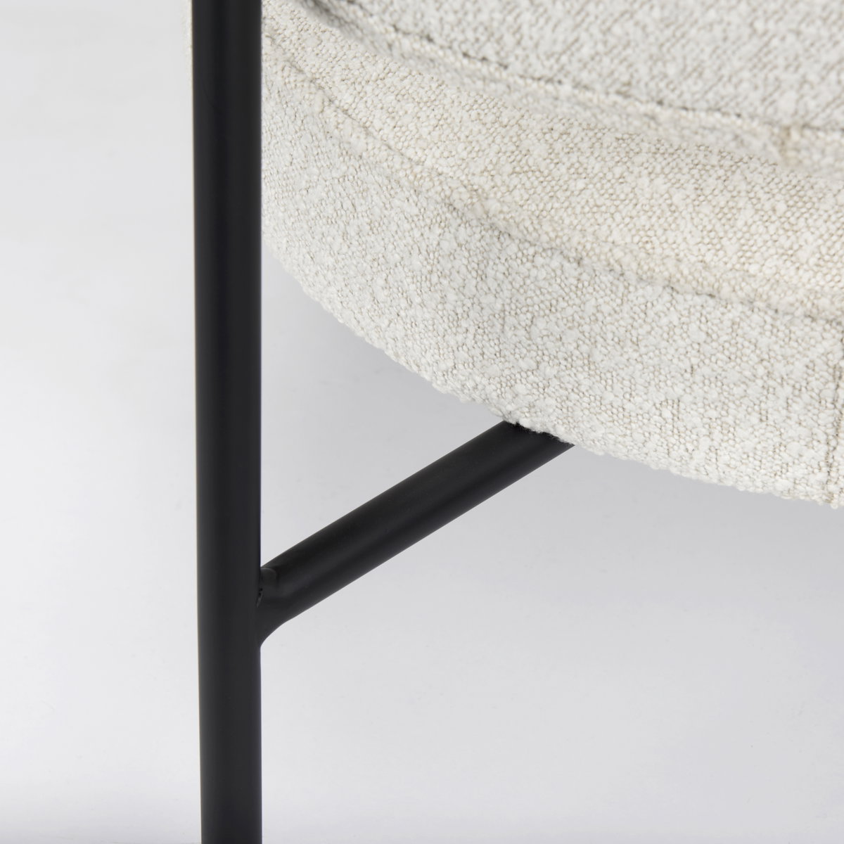 Amelia Cream Boucle with Black Metal Upholstered Accent Chair, by Mercana, 21.26" length x 21.26" width x 30.31" height View 12