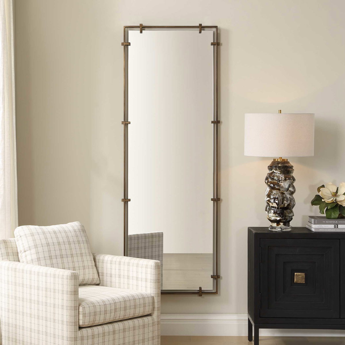 Hann Full Length Bronze Mirror, Floor Mirror by Uttermost, 27.12" width x 74.75" height x 1.62" depth View 2