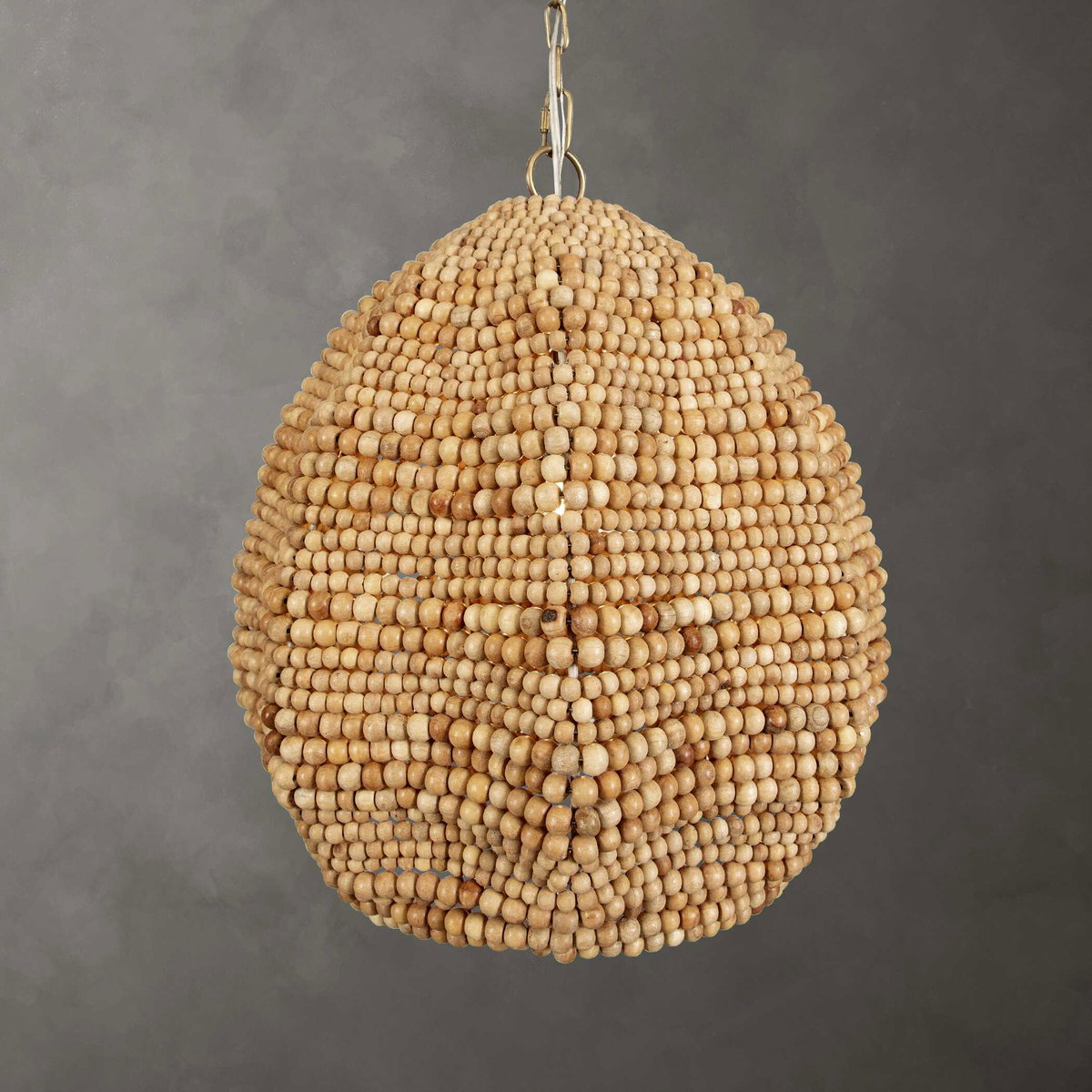 Kauri 1 Light Wooden Bead Pendant, Ceiling Light by Uttermost, 18" width x 20" height x 18" diameter x 18" depth View 2