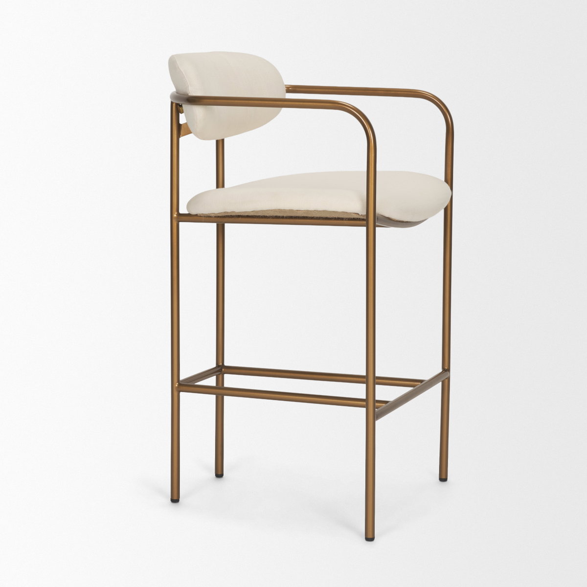 Parker Backless 36.5in Seat Counter Stool | Cream Fabric with Gold Metal, Counter & Bar Stool by Mercana, 21.25" length x 21.5" width x 36.5" height View 10