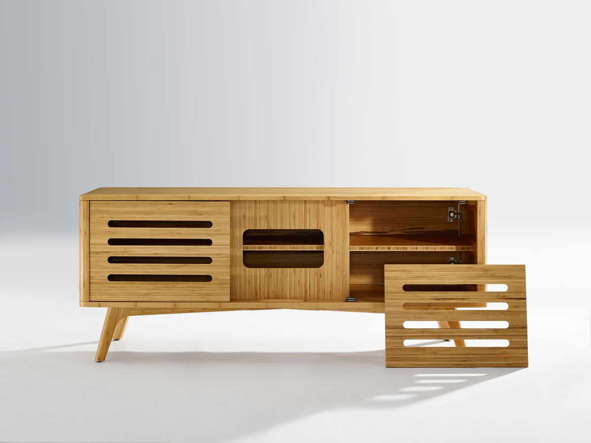 Azara Media Cabinet, Caramelized, Media Console by Greenington, 18" length x 57" width x 23" height View 7