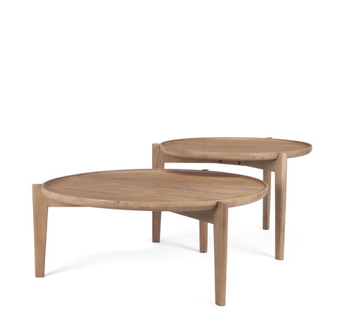 Cleaver (Set of 2) 40" & 31" Round Brown Solid Wood Nesting Coffee Tables