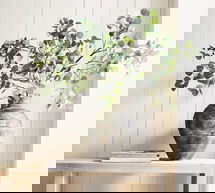 Online Designer Combined Living/Dining Faux Oversized Silver Dollar Eucalyptus Branch
