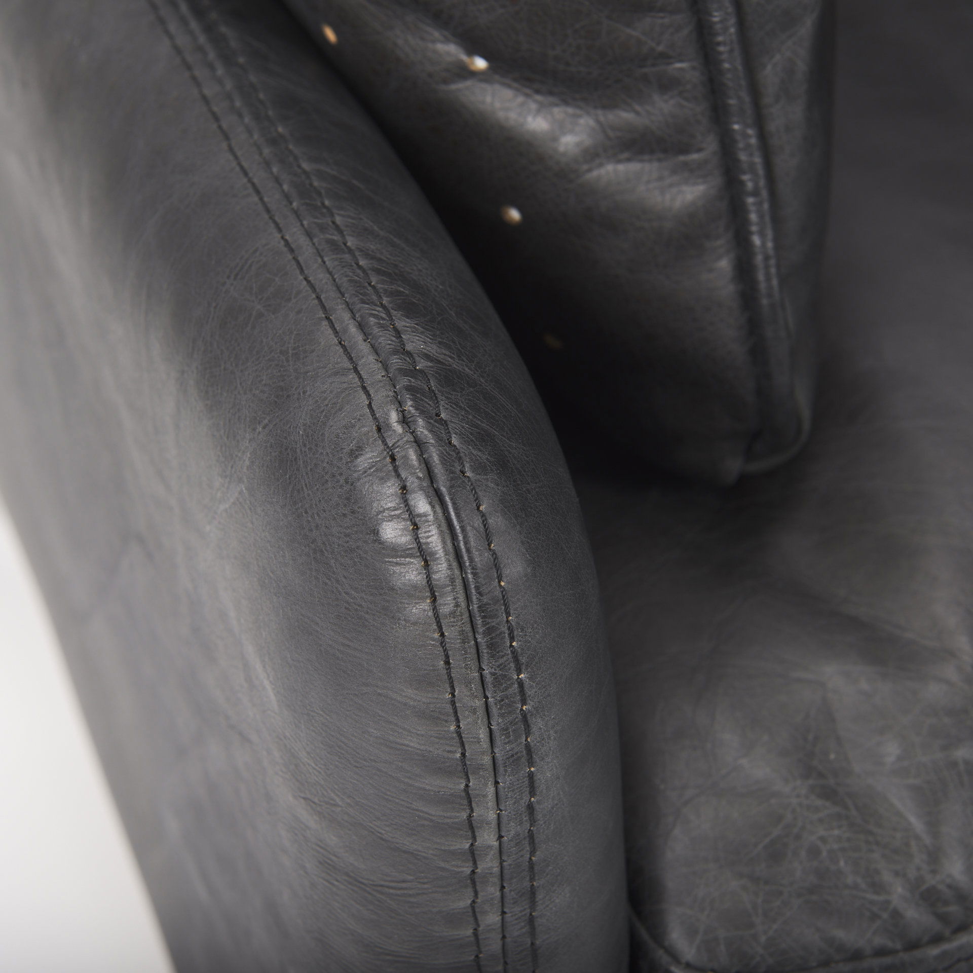 Cochrane  Black Leather Wrapped Chair, Accent Chair by Mercana, 34.5" length x 33" width x 32.5" height View 11