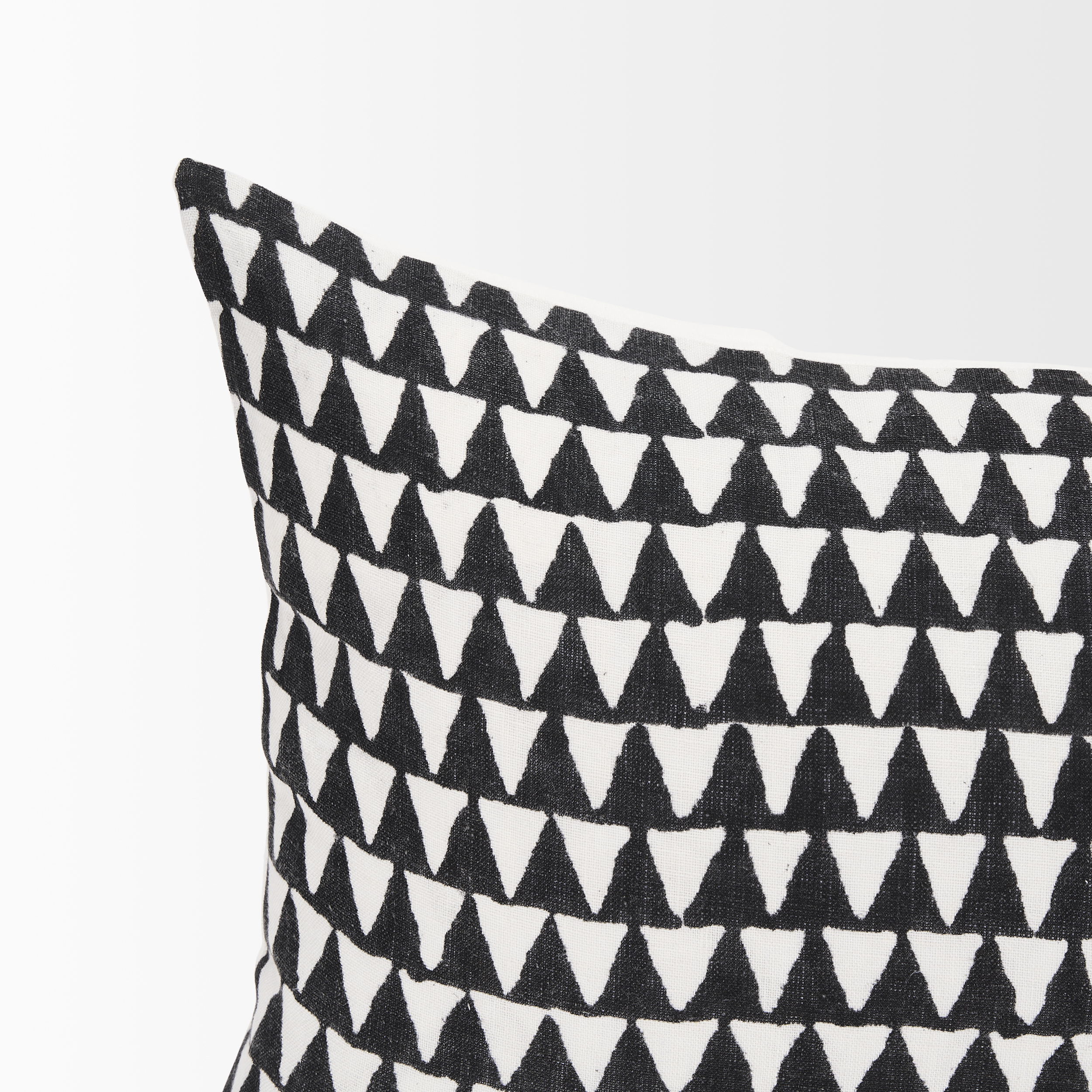 Jolie Cream with Black Print Linen Lumbar Decorative Pillow Cover large image 