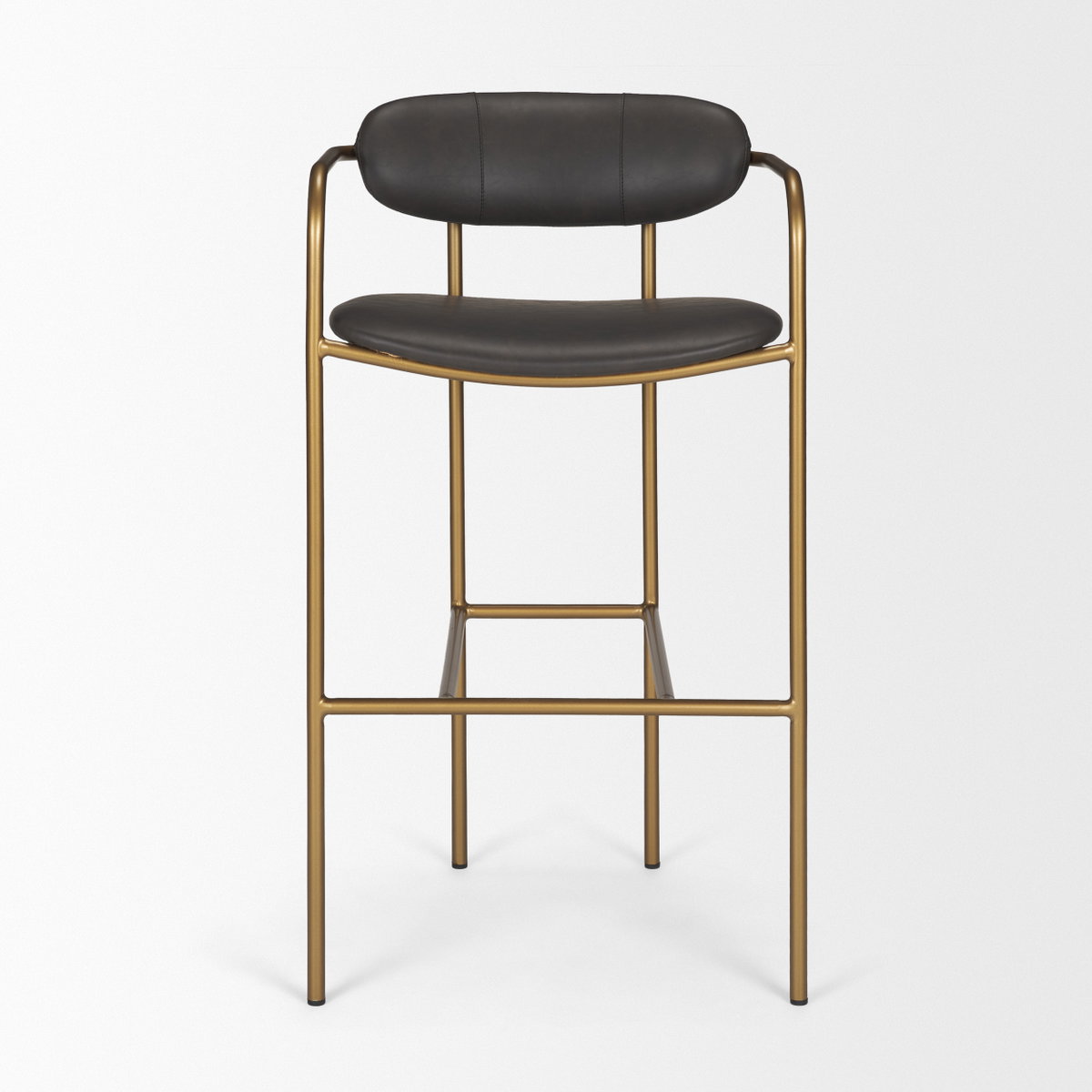 Parker Backless 40in Seat Bar Stool | Brown Faux Leather with Gold Metal, Counter & Bar Stool by Mercana, 19" length x 19.75" width x 40" height View 4