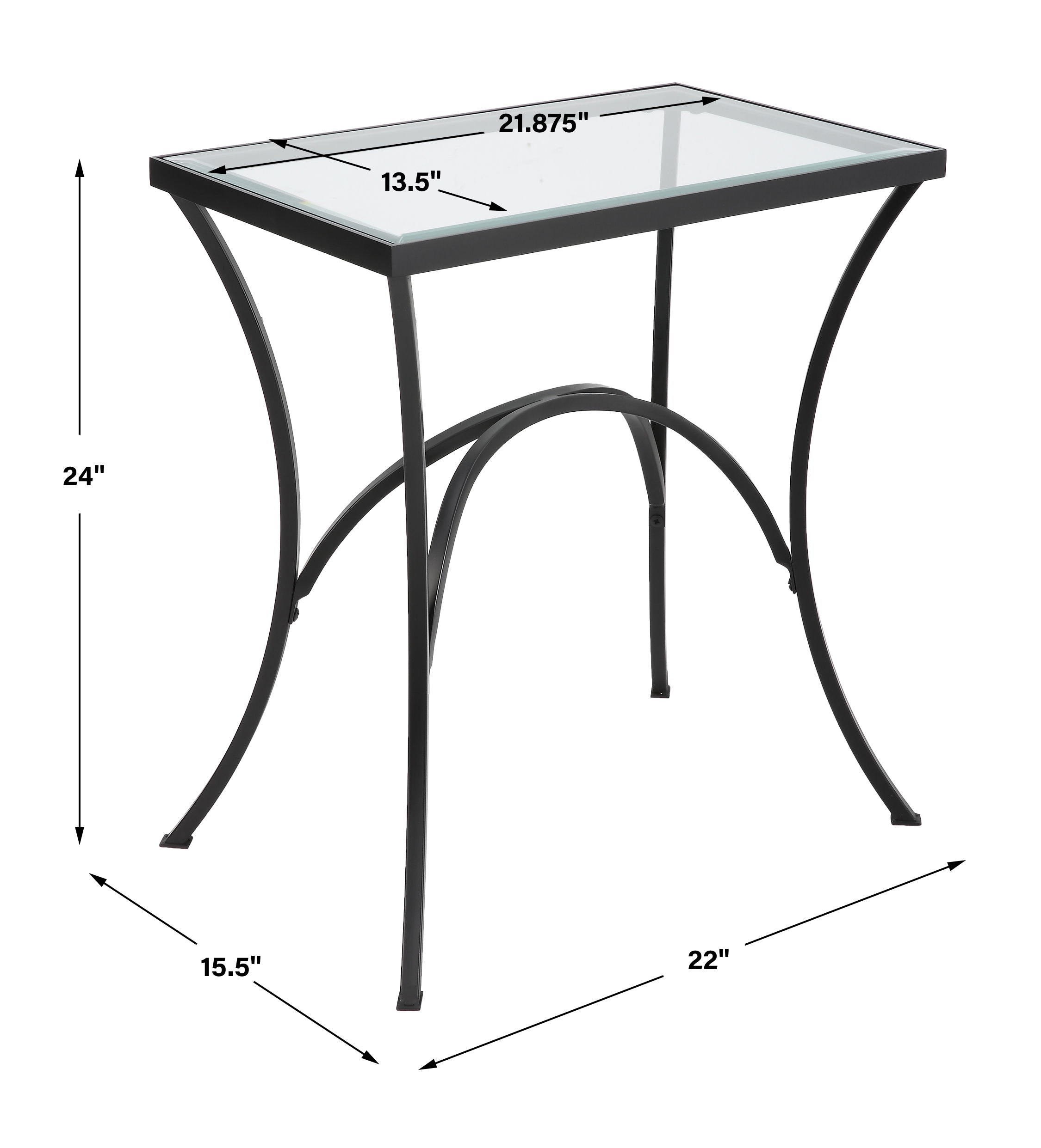 Alayna Black Metal & Glass End Table large image 