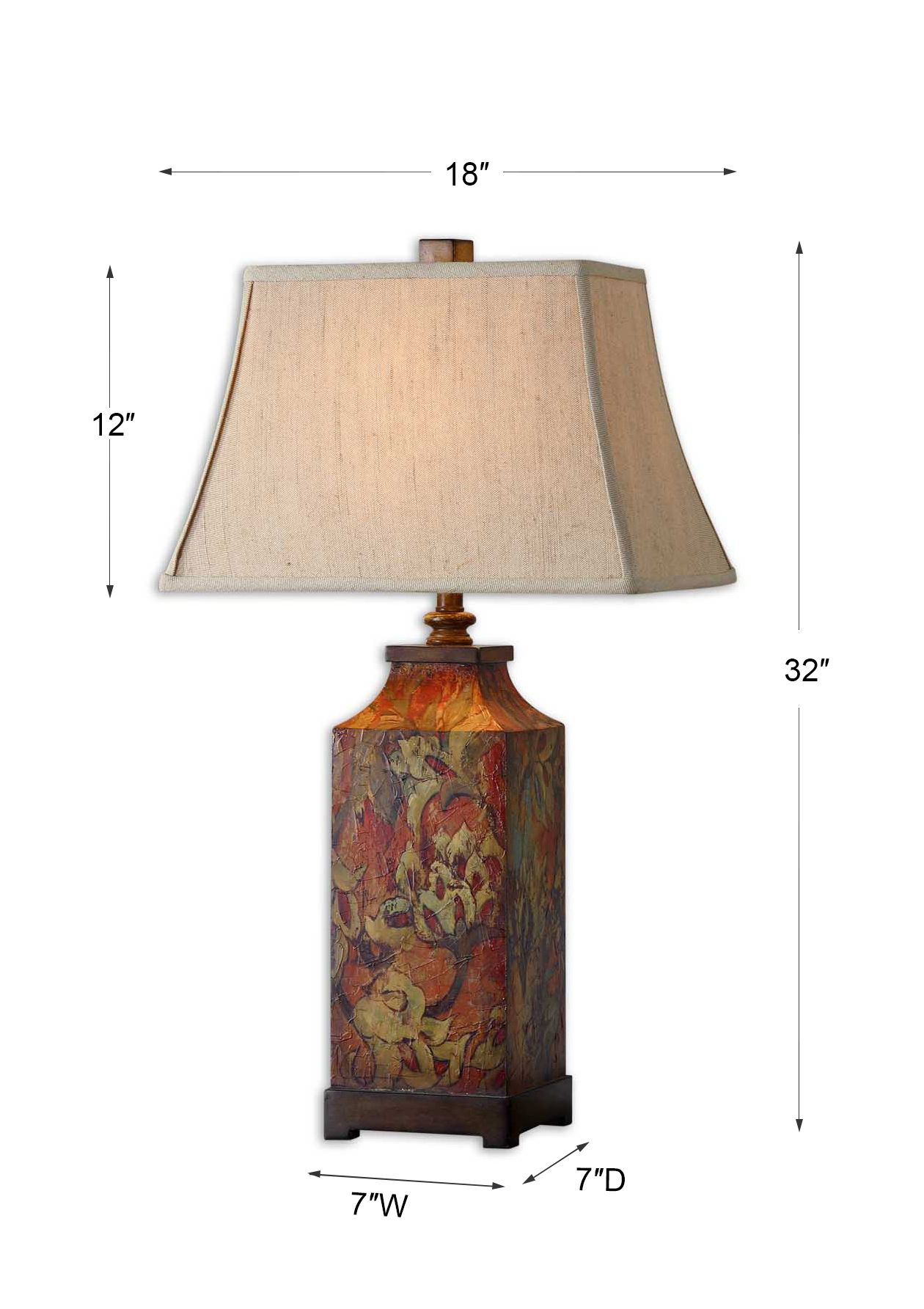Colorful Flowers Table Lamp, by Uttermost, 18" width x 32" height x 12" depth View 3