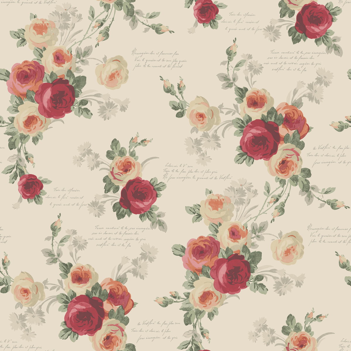 Heirloom Rose Red & Beige Wallpaper, by York Wall, 33' length x 1'8.5" width x 0.02" depth View 1