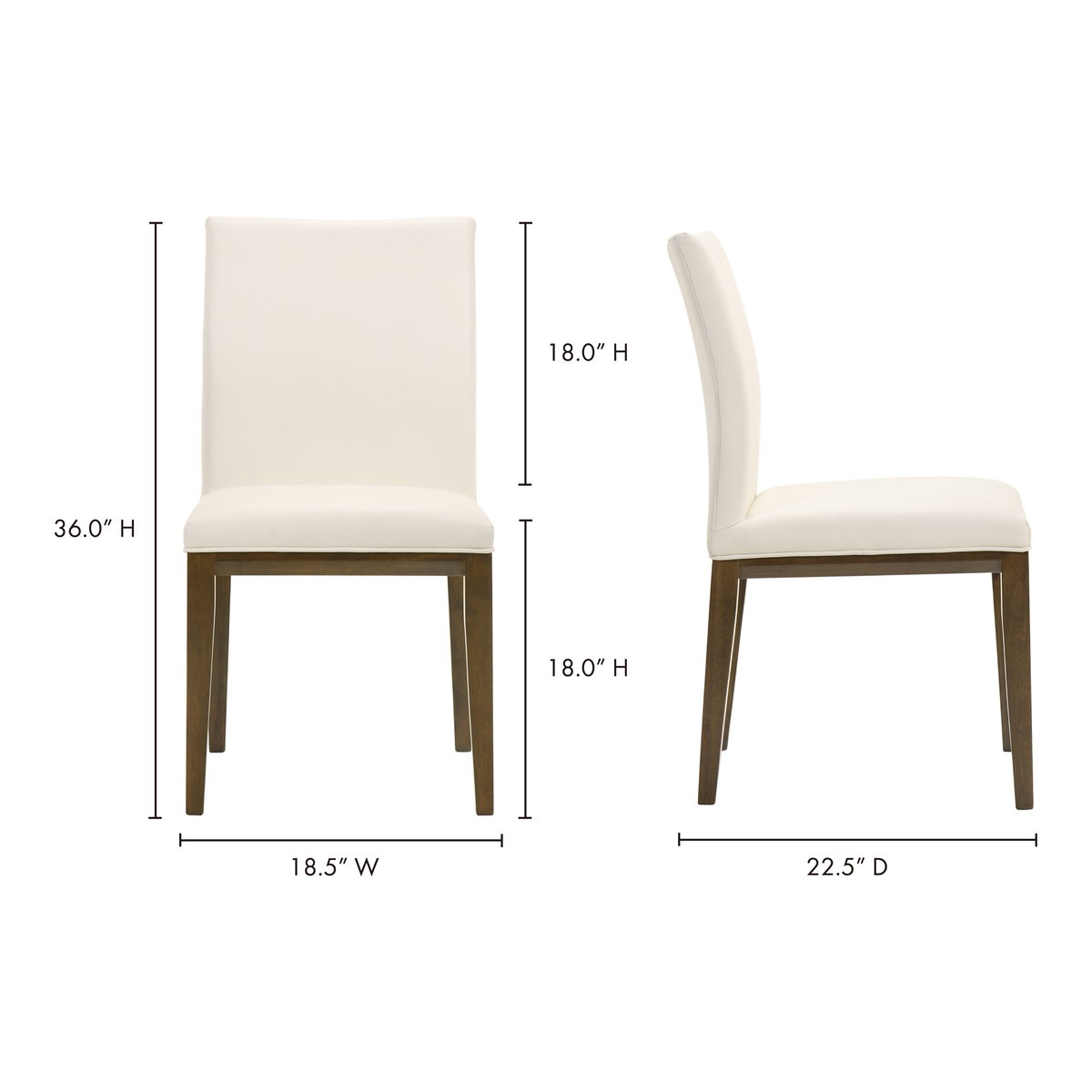 Frankie Dining Chair White - Set Of Two, by Moe's Home, 18.5" width x 36" height x 22.5" depth View 8