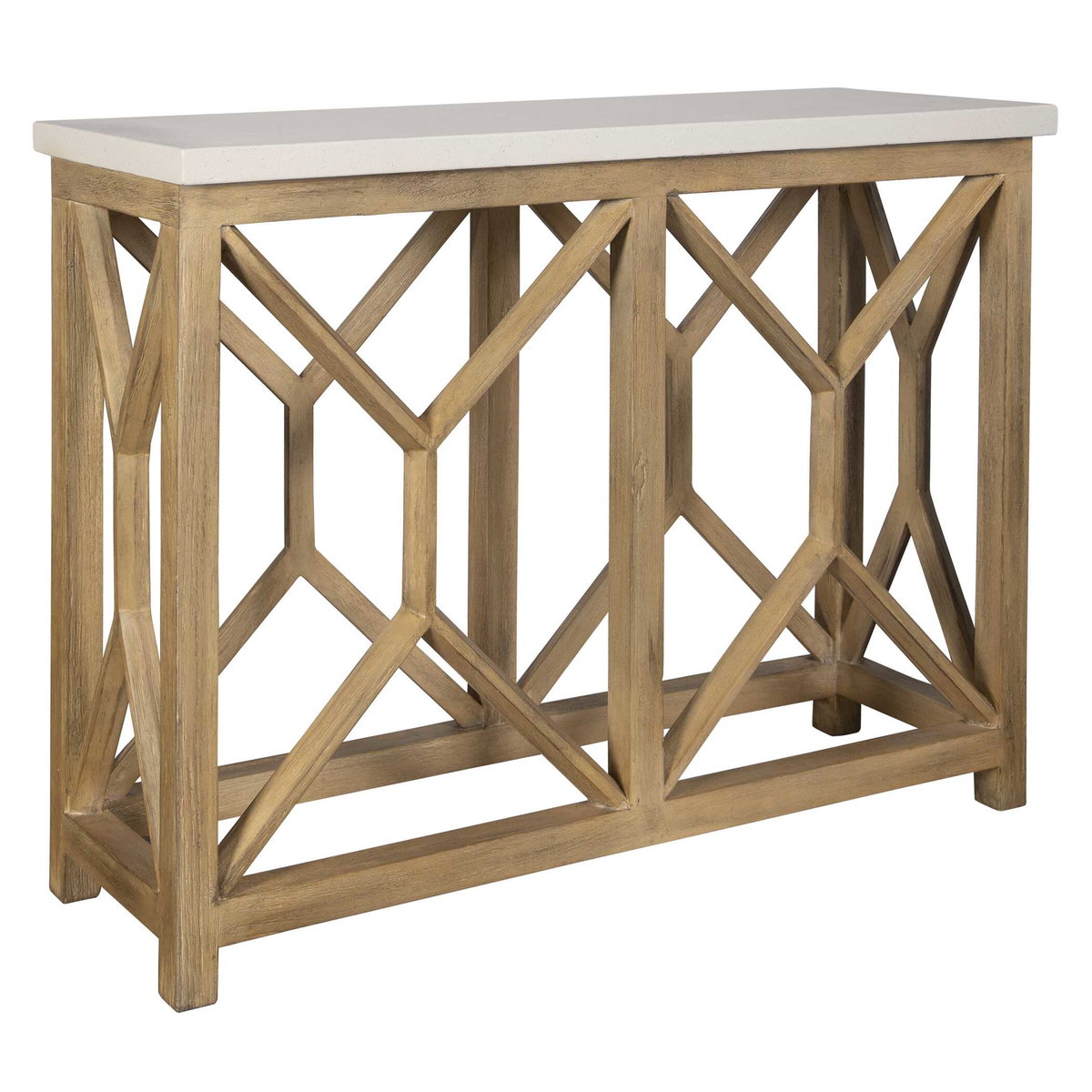 Catali Ivory Stone Console Table, by Uttermost, 41" width x 30" height x 14" depth View 5