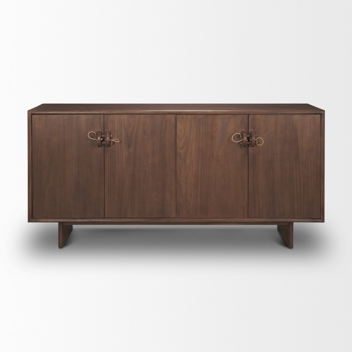 Varenna 4 Door Dark Brown Wood with Rope Handles Sideboard, Sideboards & Buffet by Mercana, 71" length x 17.75" width x 33.75" height View 5