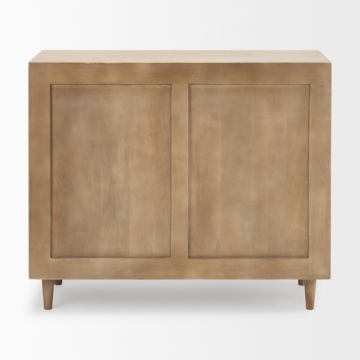 Tucker Light Brown Wood with Carved Arch Pattern 2 Door Accent Cabinet, Cabinets & Chest by Mercana, 36" length x 15" width x 30" height View 5
