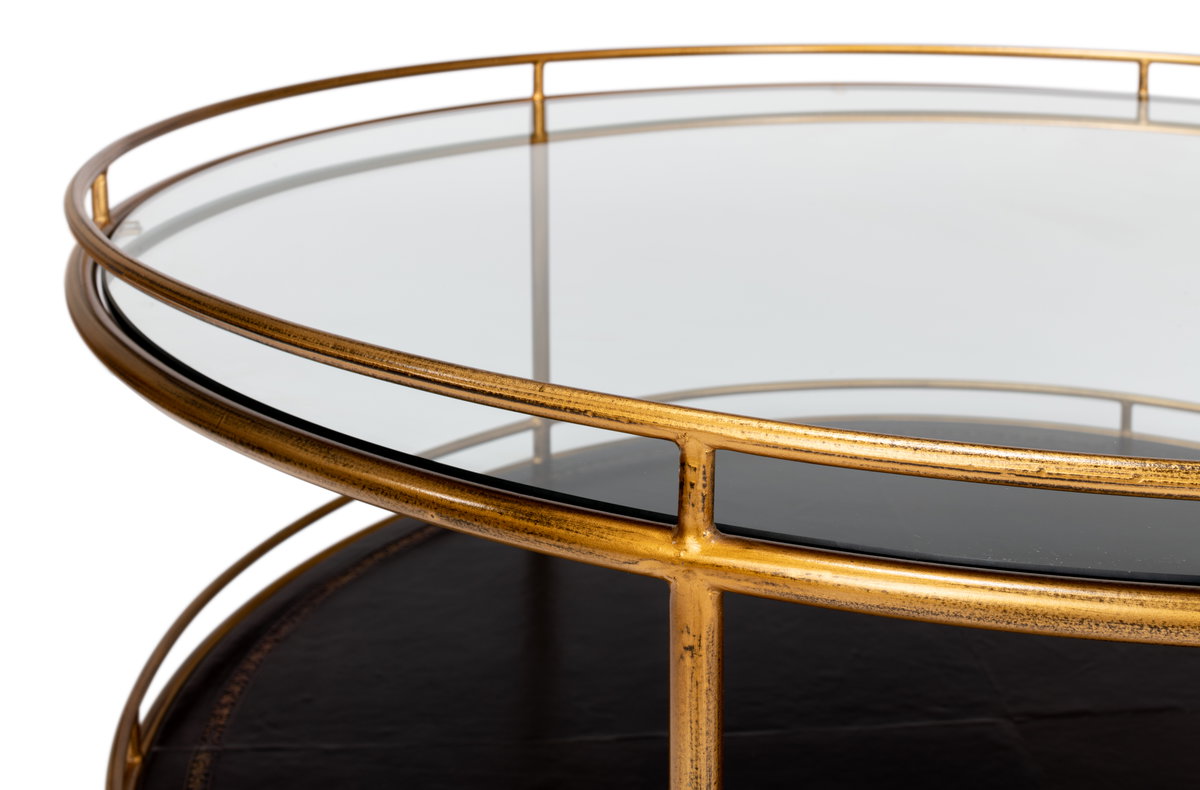 Trolley Round Cocktail Table, by Sarreid, 3'6" length x 3'6" width x 1'5" height View 11