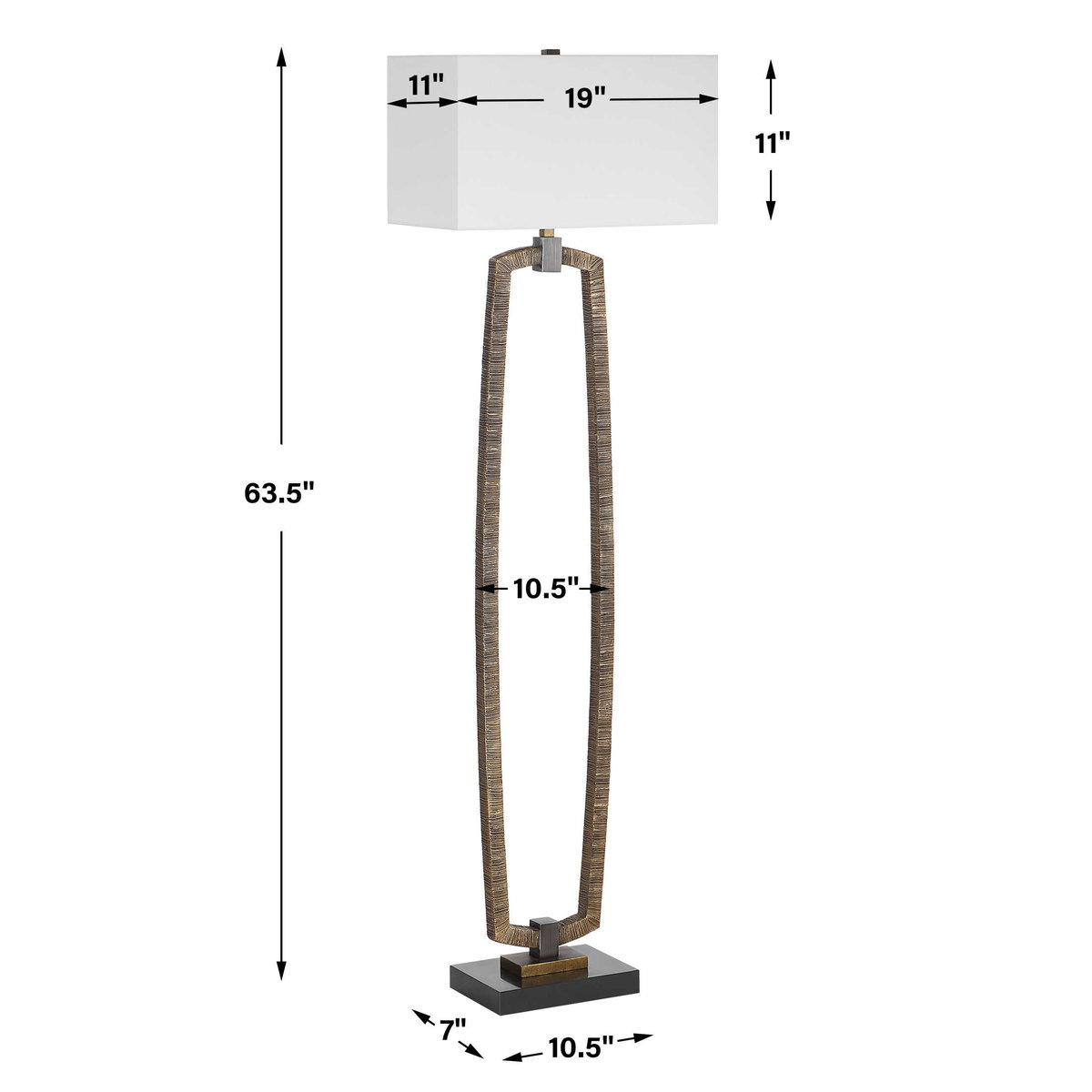 Relic Gold Floor Lamp, by Uttermost, 1'7" width x 5'3.5" height x 11" depth View 3