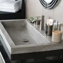 Online Designer Living Room NSL3619-A Native Stone Handcrafted Concrete 36" Trough Bathroom Sink