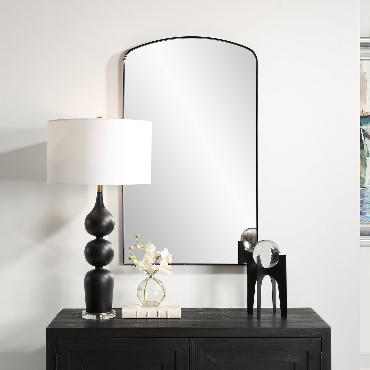 Tordera Black Arch Mirror, by Uttermost, 24" width x 40" height x 1" depth View 2