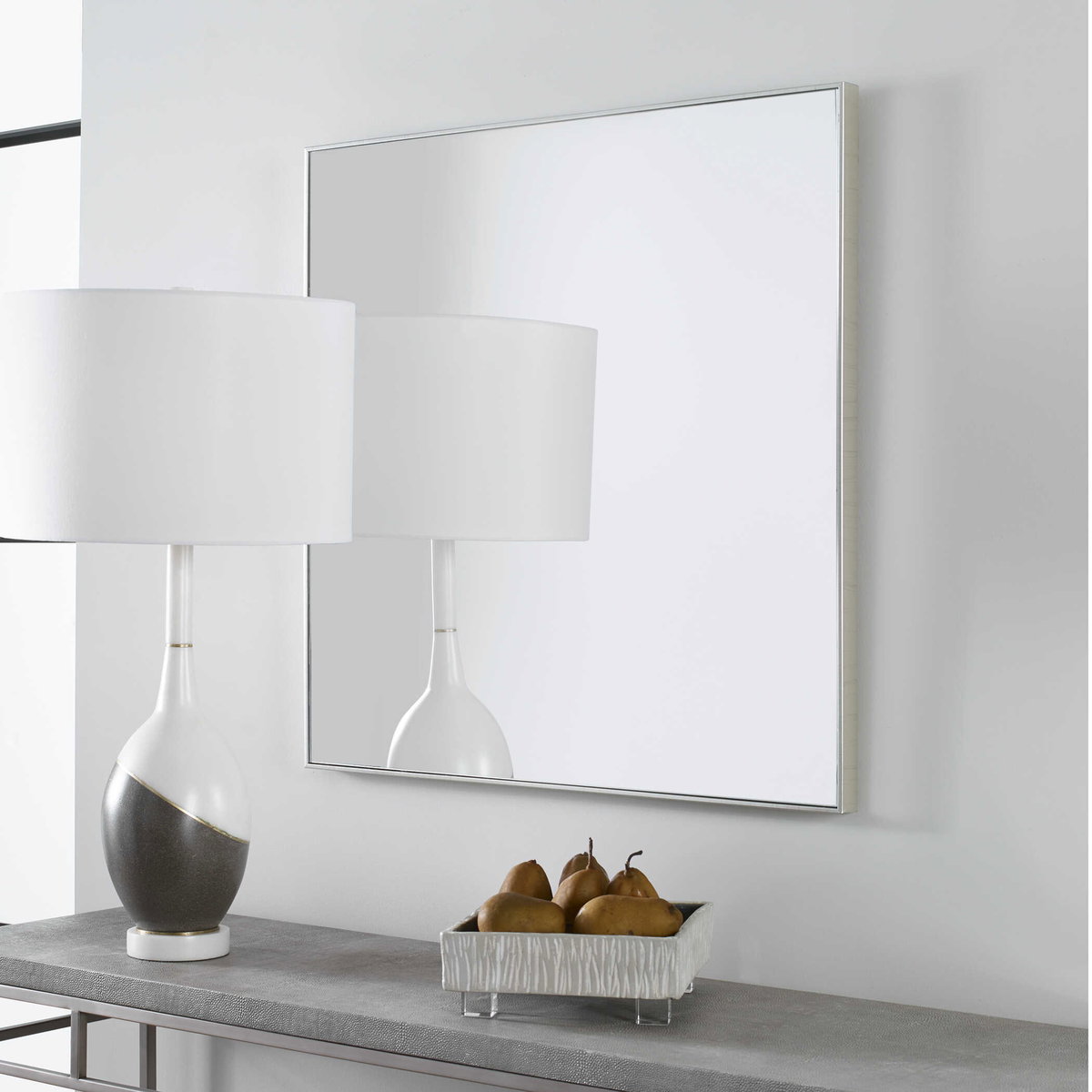 Alexo Silver Square Mirror, by Uttermost, 28.5" width x 28.5" height x 1.25" depth View 4