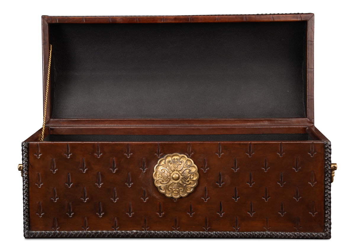 Baron's Leather Box  Oxblood, by Sarreid, 8" length x 1'8" width x 9" height View 6