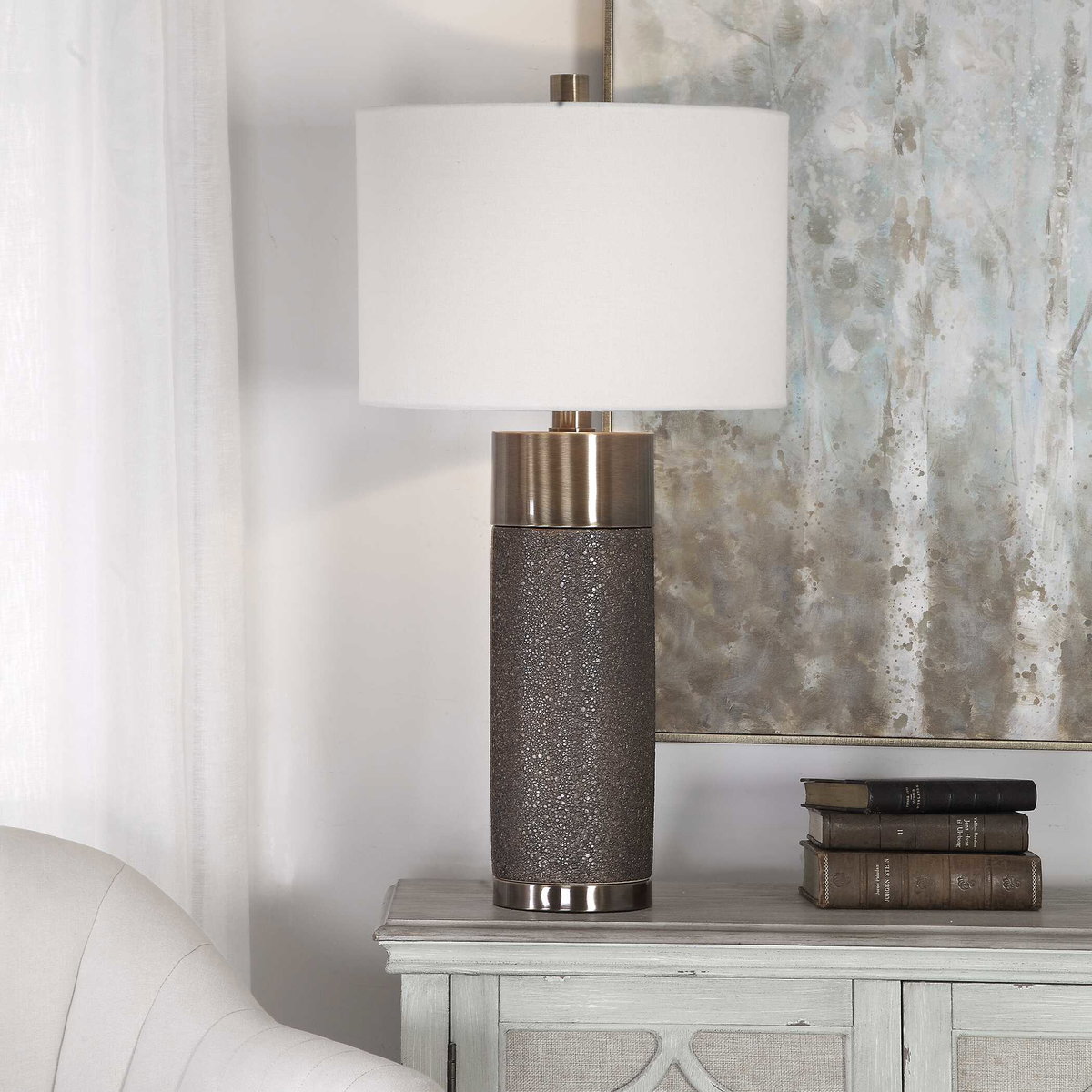 Brannock Bronze Table Lamp, by Uttermost, 17" width x 31.5" height x 17" depth View 2