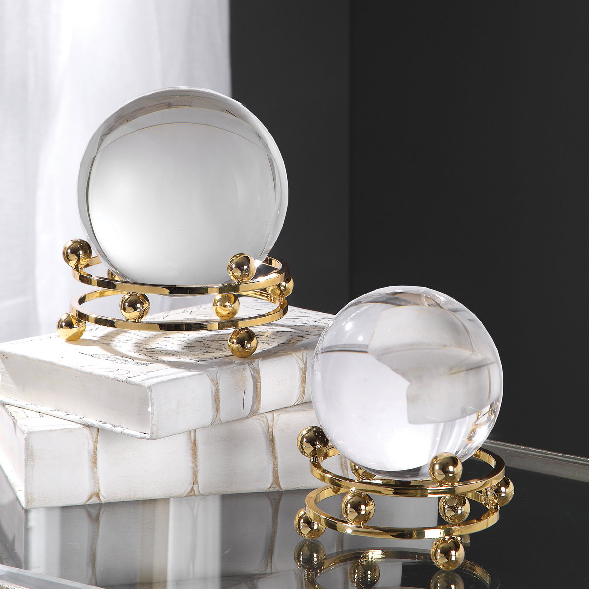 Alega Spheres Set/2, Decorative by Uttermost, 6.25" width x 7" height x 6.25" depth View 2