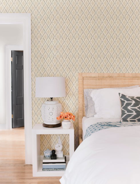 Taupe Dyed Ogee Wallpaper