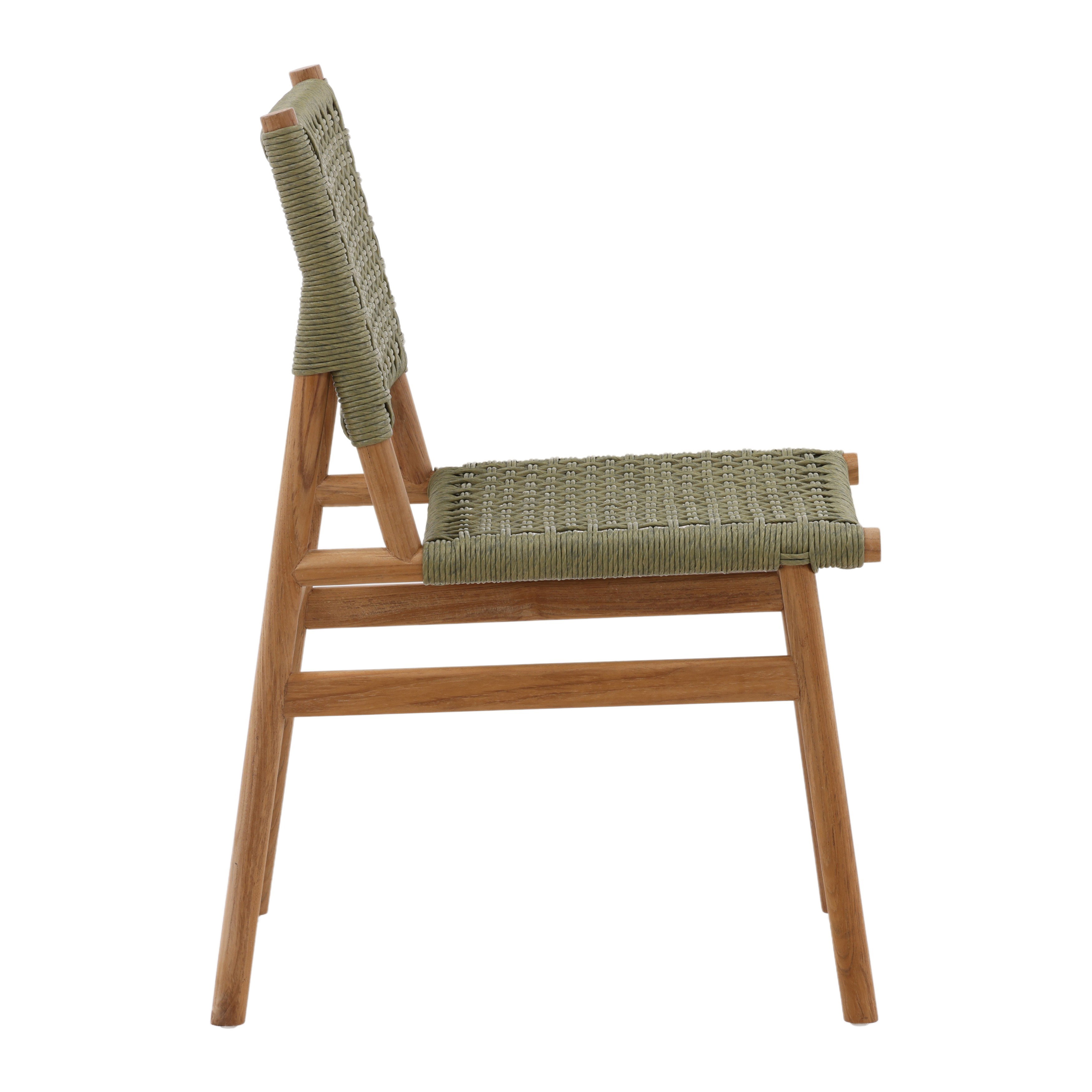 Francisca Outdoor Dining Chair Set of 2 Green, by Dovetail, 18.2" width x 32.87" height x 24.2" depth View 3