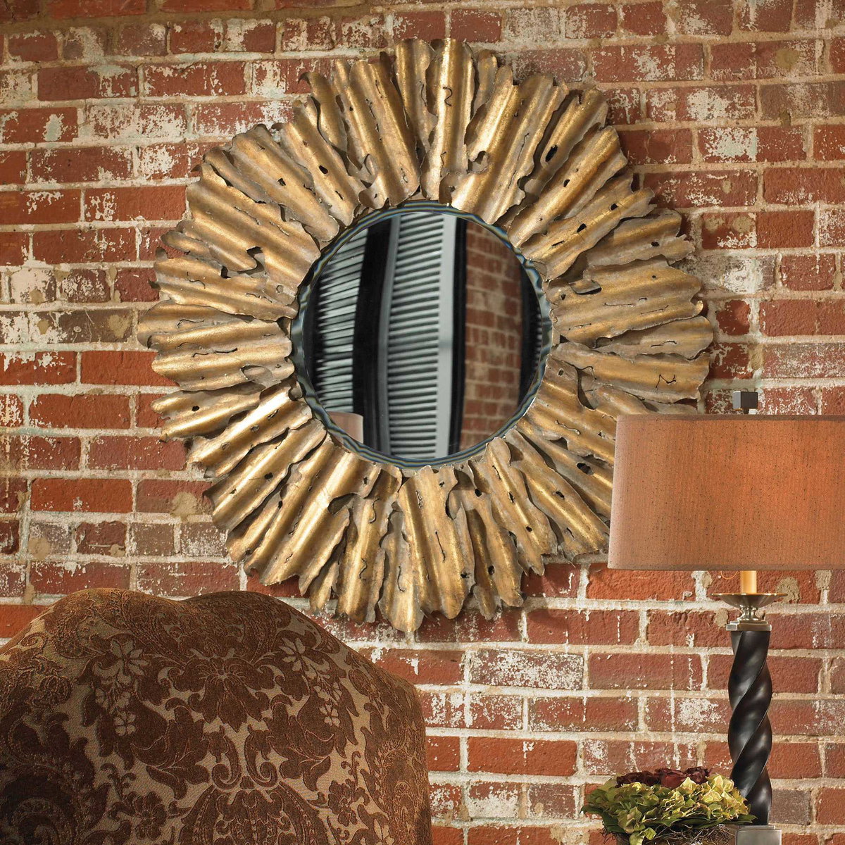 Hemani Antique Gold Mirror, by Uttermost, 3'6.75" width x 3'6.75" height x 2.75" depth View 4