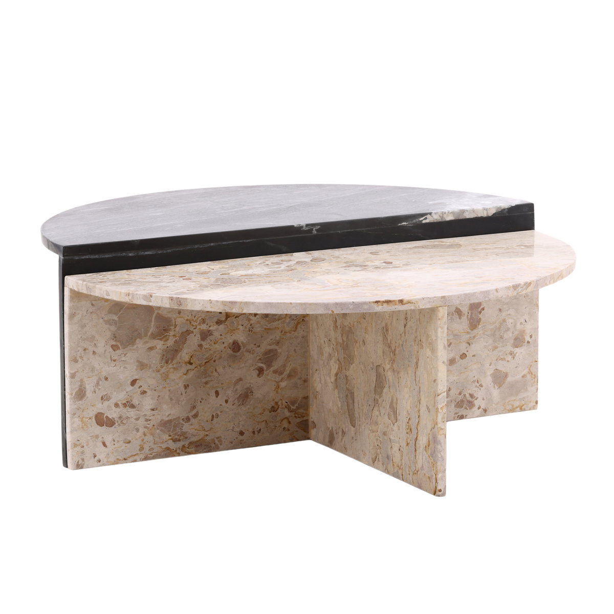 Harrington Coffee Table Set of 2 Black Cream, by Dovetail, 39" width x 16" height x 19.5" depth View 1