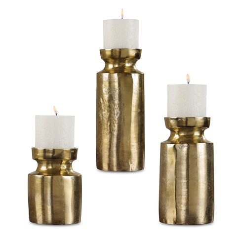 Amina Antique Brass Candleholders Set/3