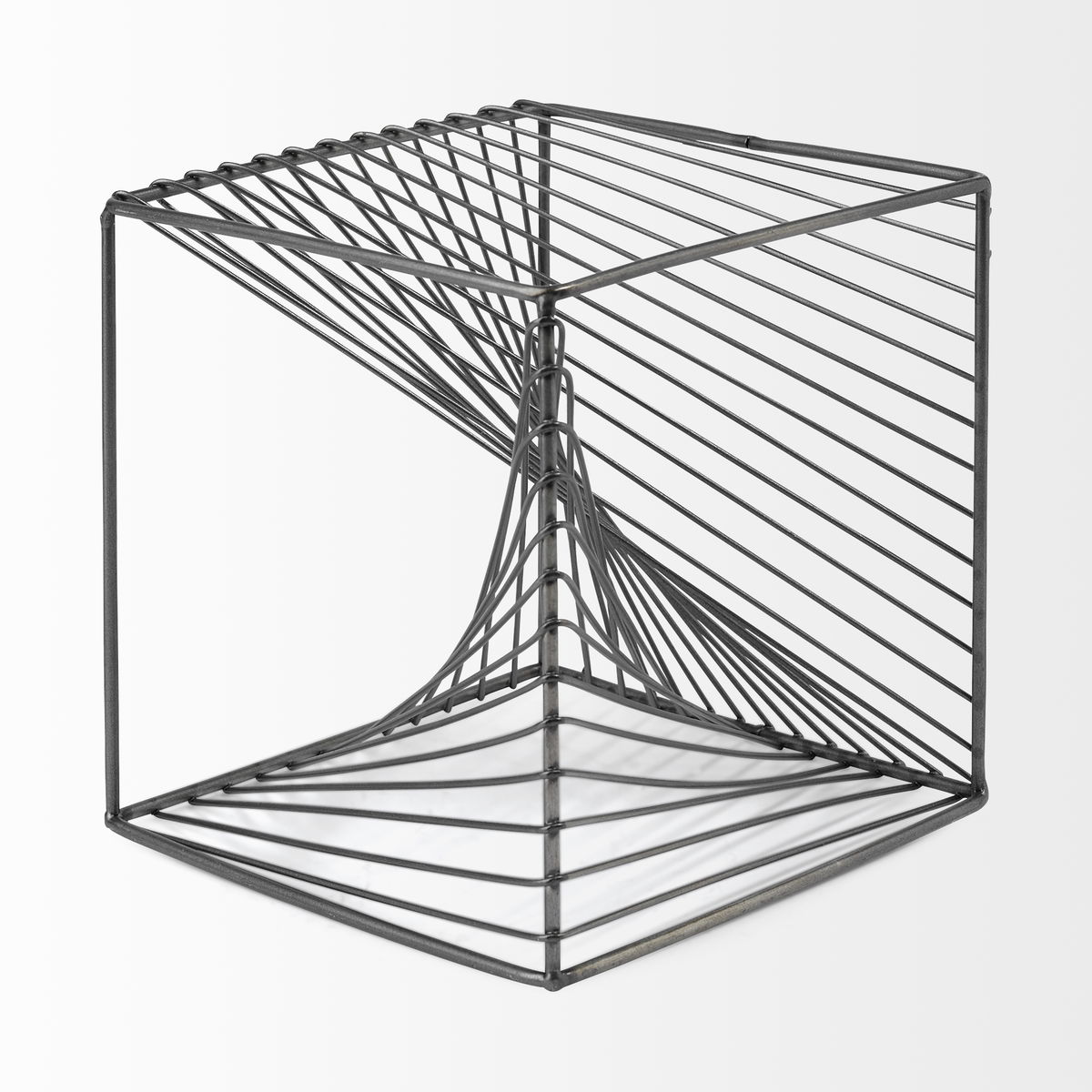 Rochon 8L x 8W Gray Metal Decorative Cube, Decorative Object by Mercana, 8.07" length x 8.07" width x 8.07" height View 4