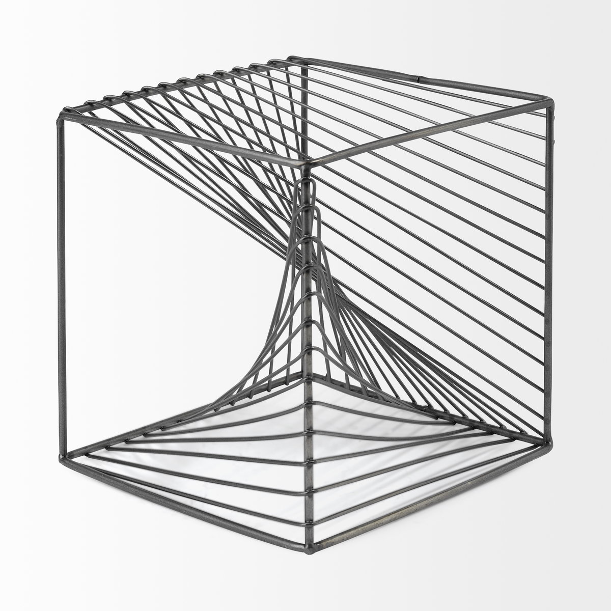 Rochon 8L x 8W Gray Metal Decorative Cube, Decorative Object by Mercana, 8.07" length x 8.07" width x 8.07" height View 4