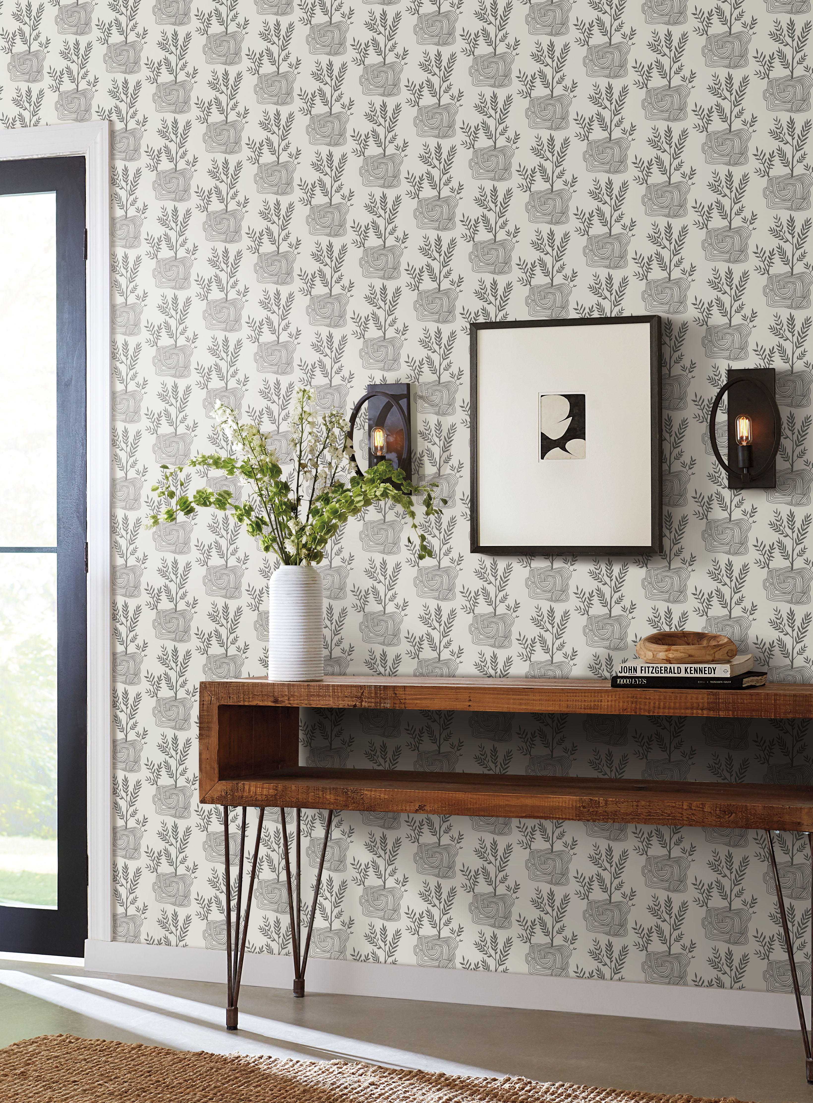 Seedlings Grey Peel & Stick Wallpaper, by York Wall, 20' length x 1'8.5" width x 0.02" depth View 2