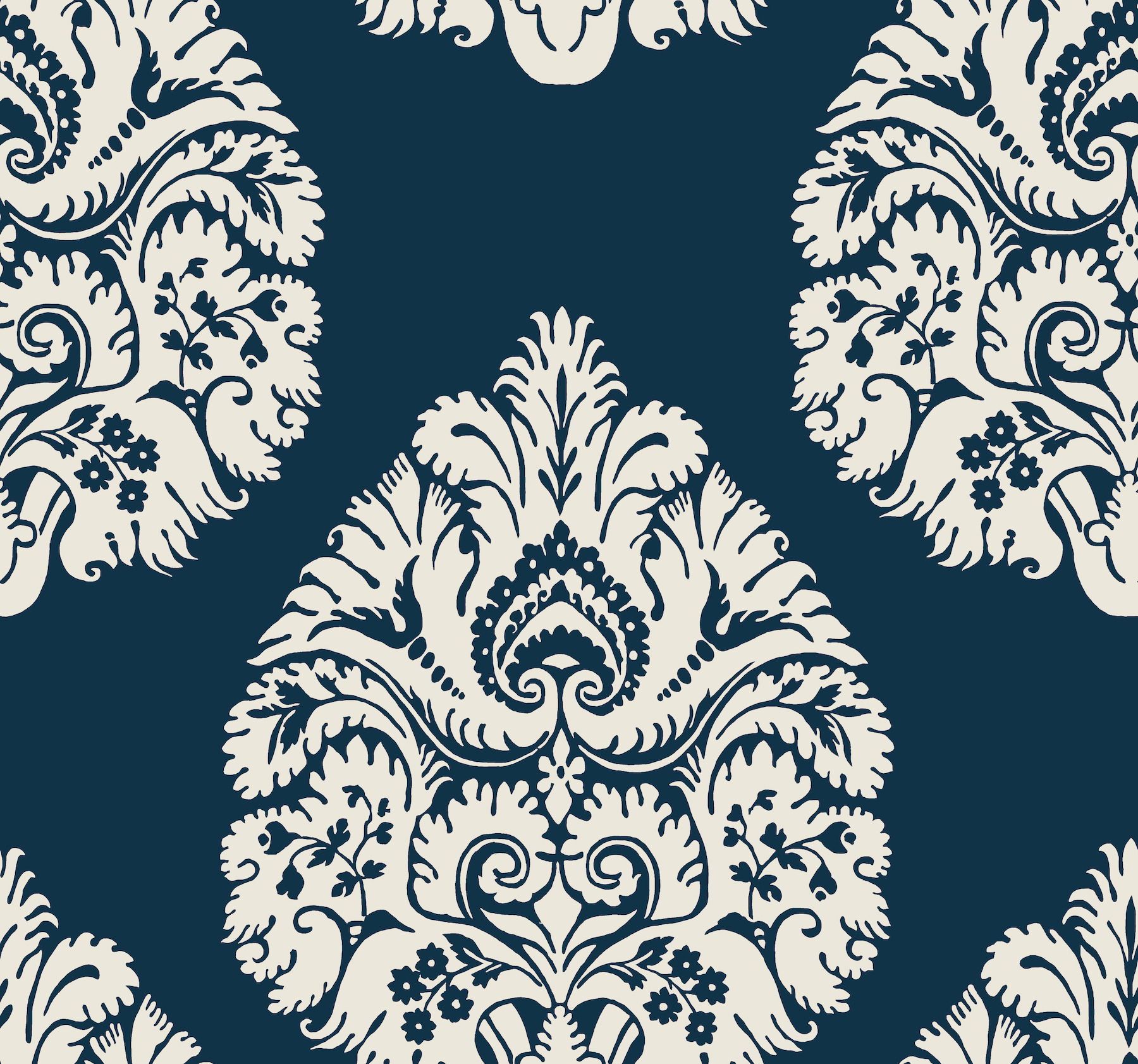 Teardrop Damask Navy Wallpaper large image 