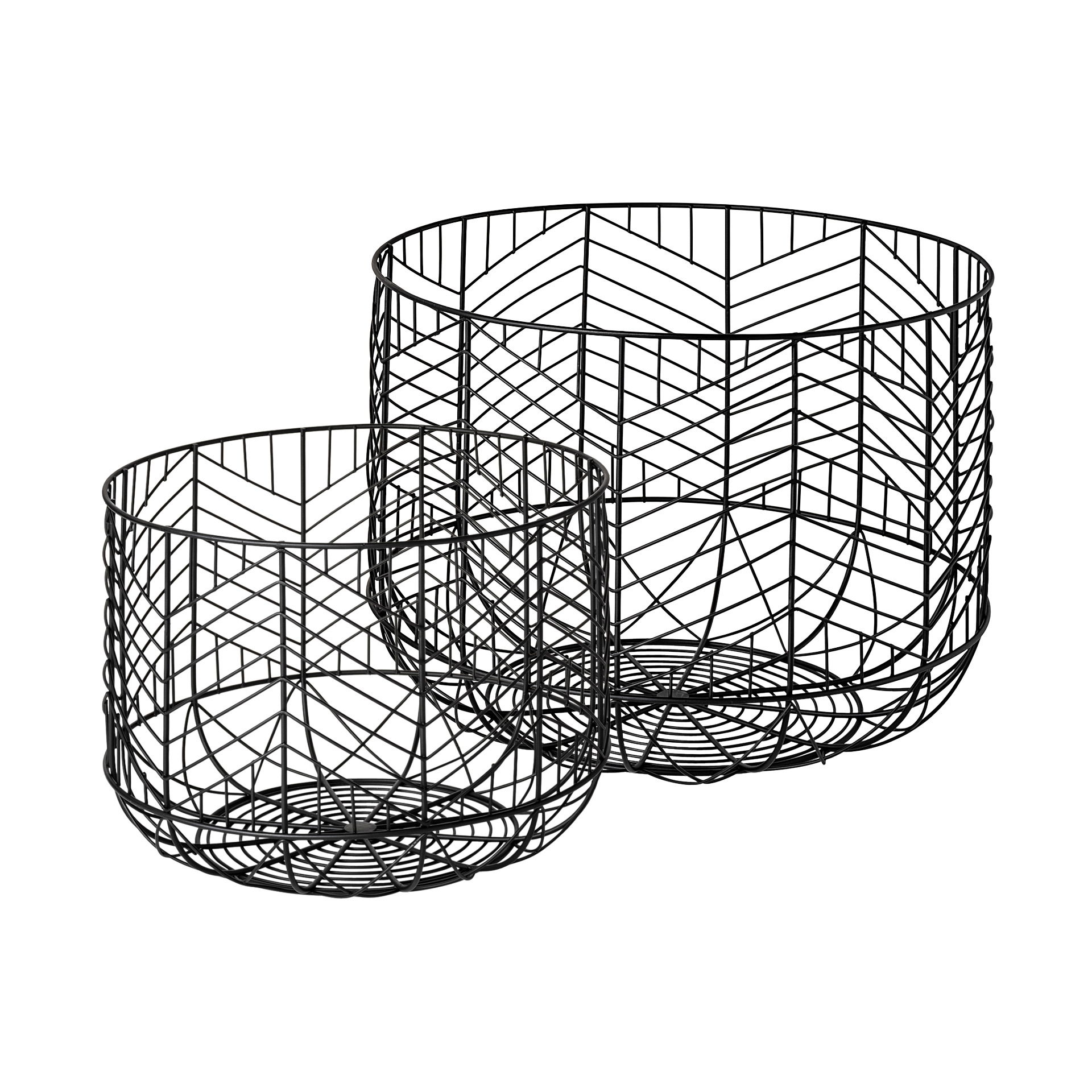 Idris Set of 2 Black Metal Geometric Mesh Bowls, Decorative Bowl by Mercana, 12.01" length x 12.01" width x 8.66" height View 1