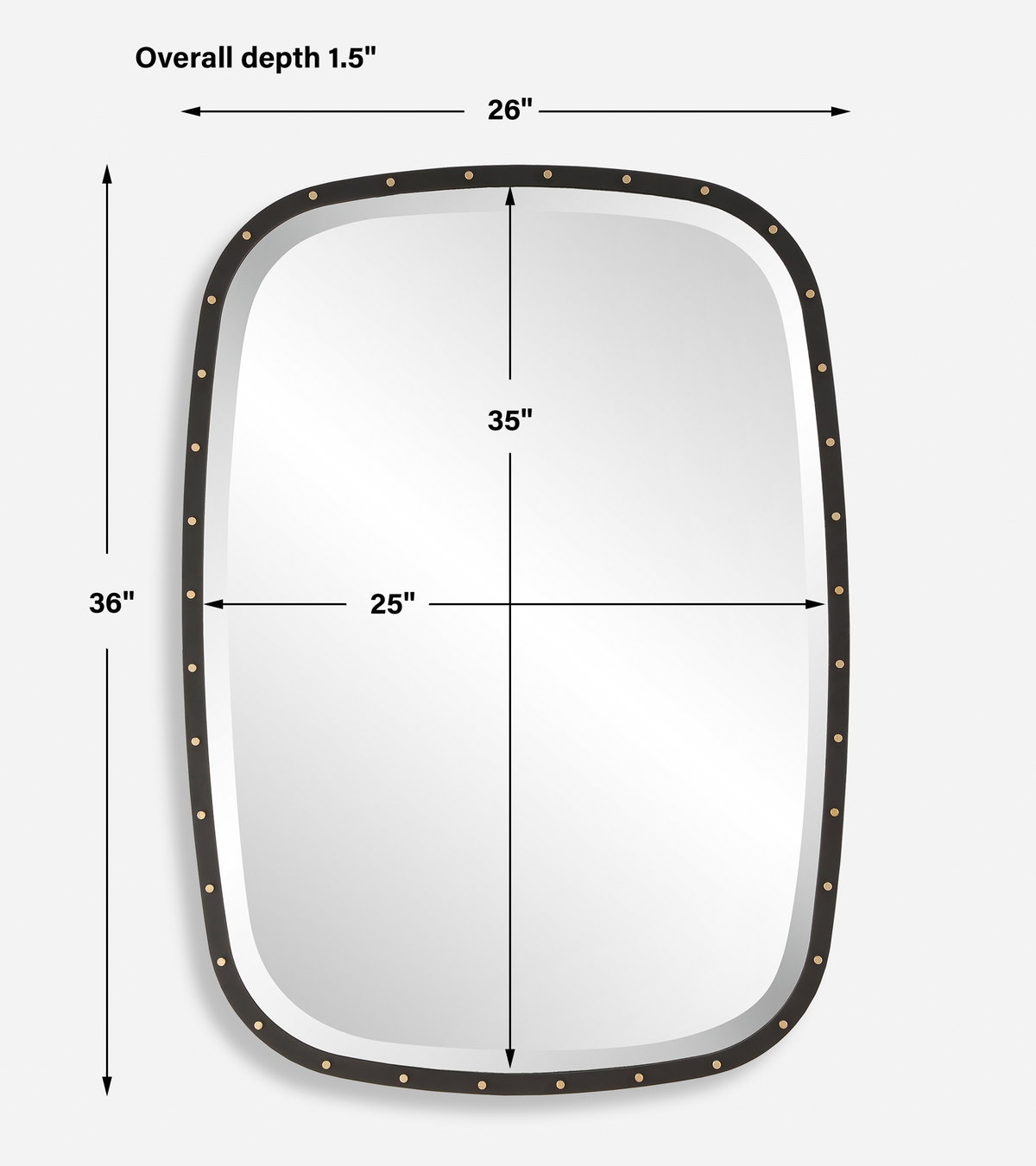 Benedo Industrial Mirror, by Uttermost, 26" width x 36" height x 1.5" depth View 3