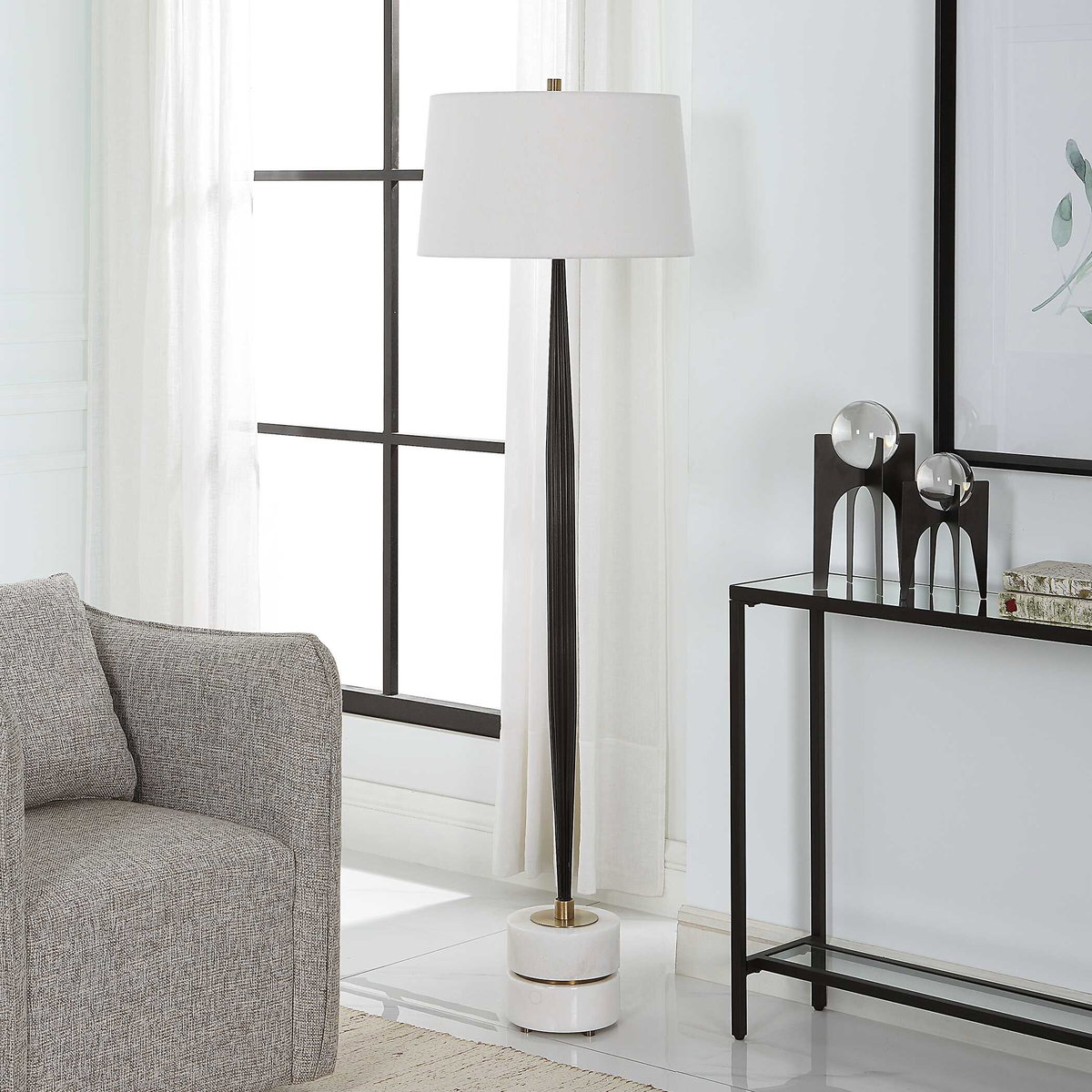 Miraz Iron Floor Lamp, by Uttermost, 19" width x 65.75" height x 19" depth View 4